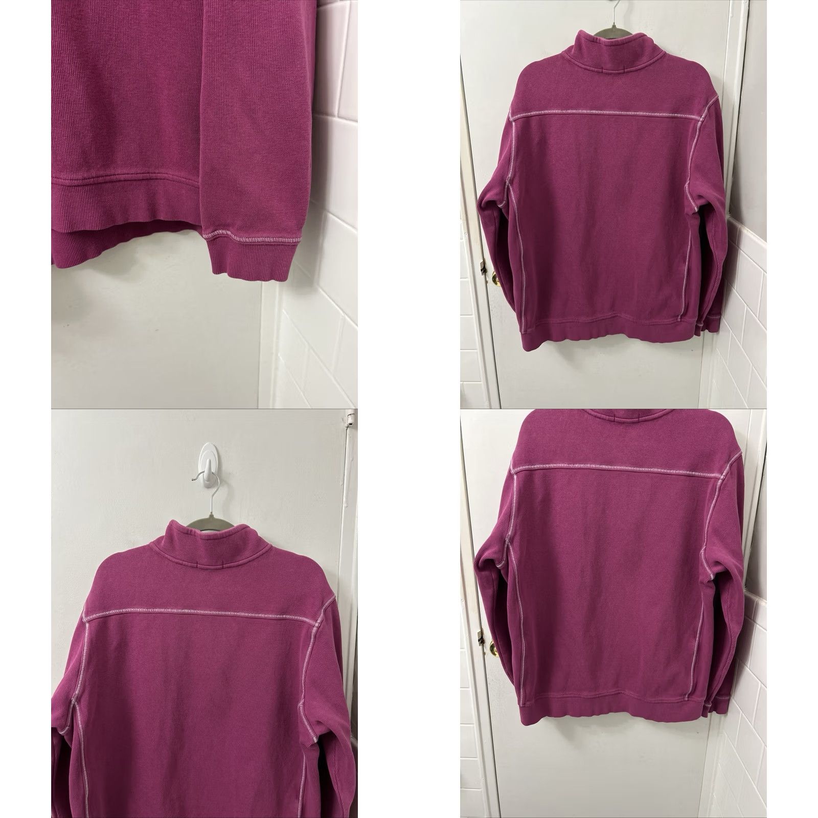 Tommy Bahama Tommy Bahama Pullover 1/4 Zip Mens XL Magenta Pink Cotton Ribbed Mock Neck Logo Embroidered Casual Knit Sweater Size US XL / EU 56 / 4 - 8 Thumbnail
