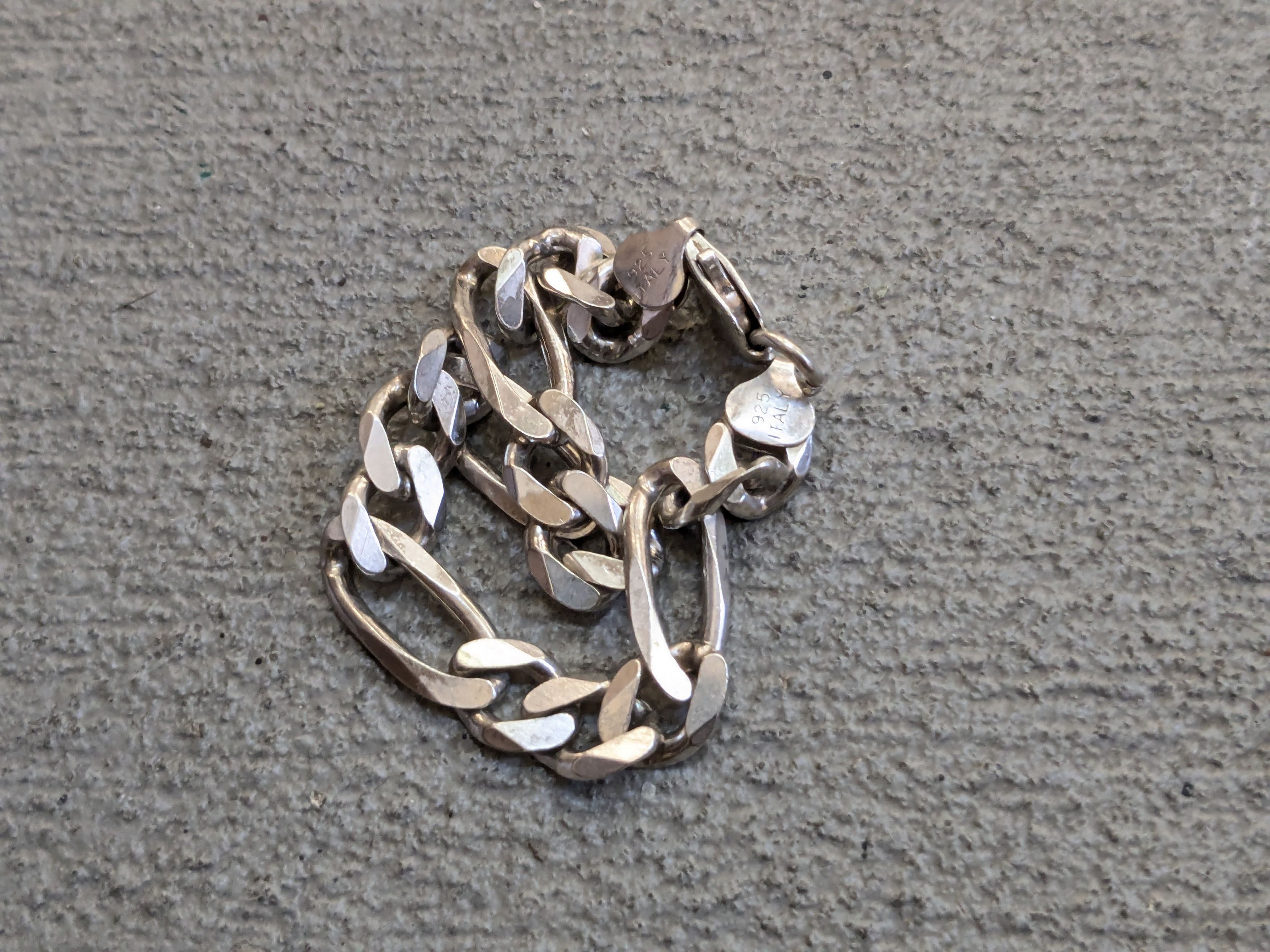 Other Sterling Silver Bracelet 8" Figaro Link Chain Biker Punk Size ONE SIZE - 6 Thumbnail