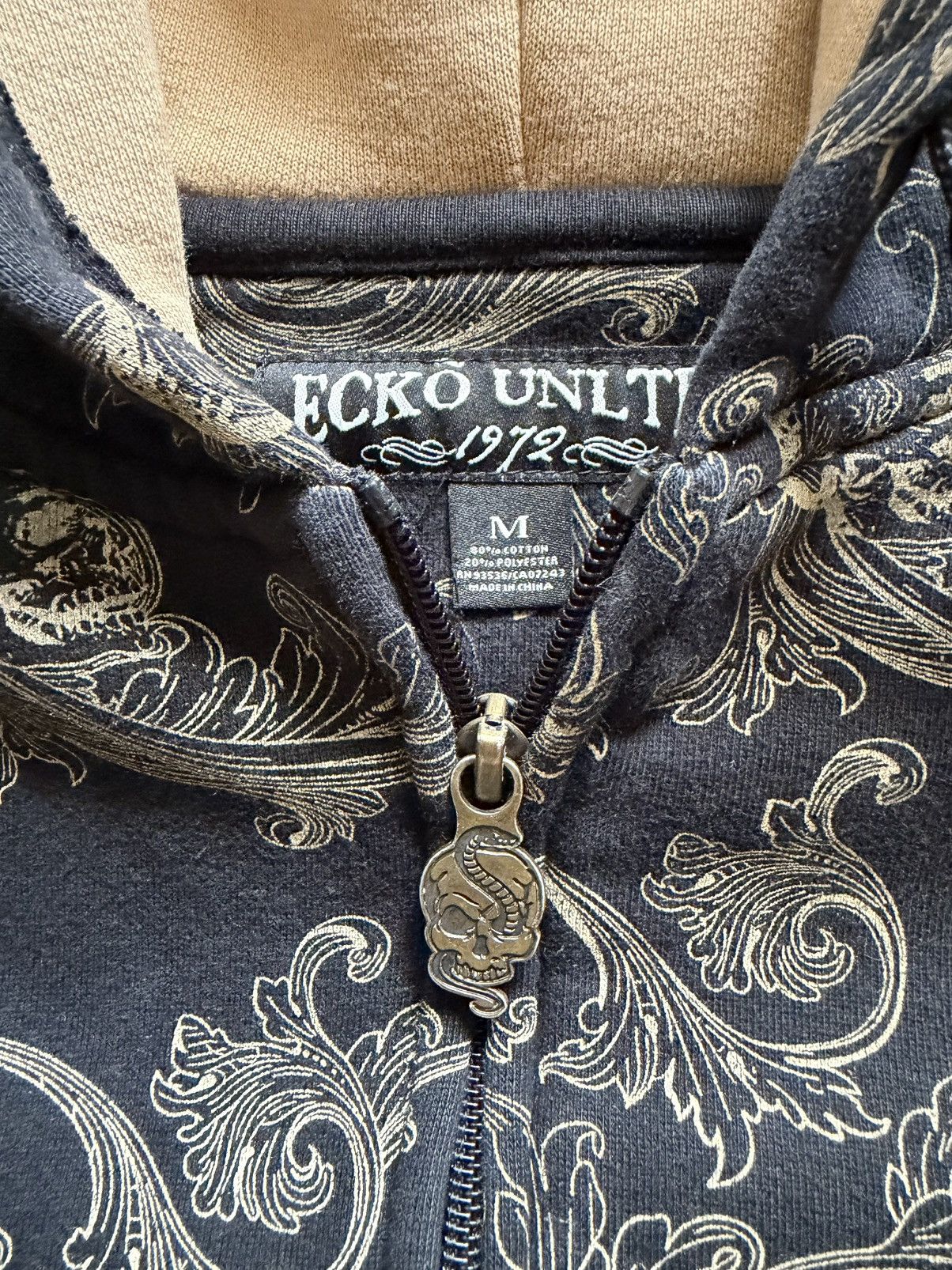 Ecko Unltd. Y2K Ecko Unltd Skull Scroll AOP Zip Sz M Cyber Goth Grunge Size US M / EU 48-50 / 2 - 3 Thumbnail