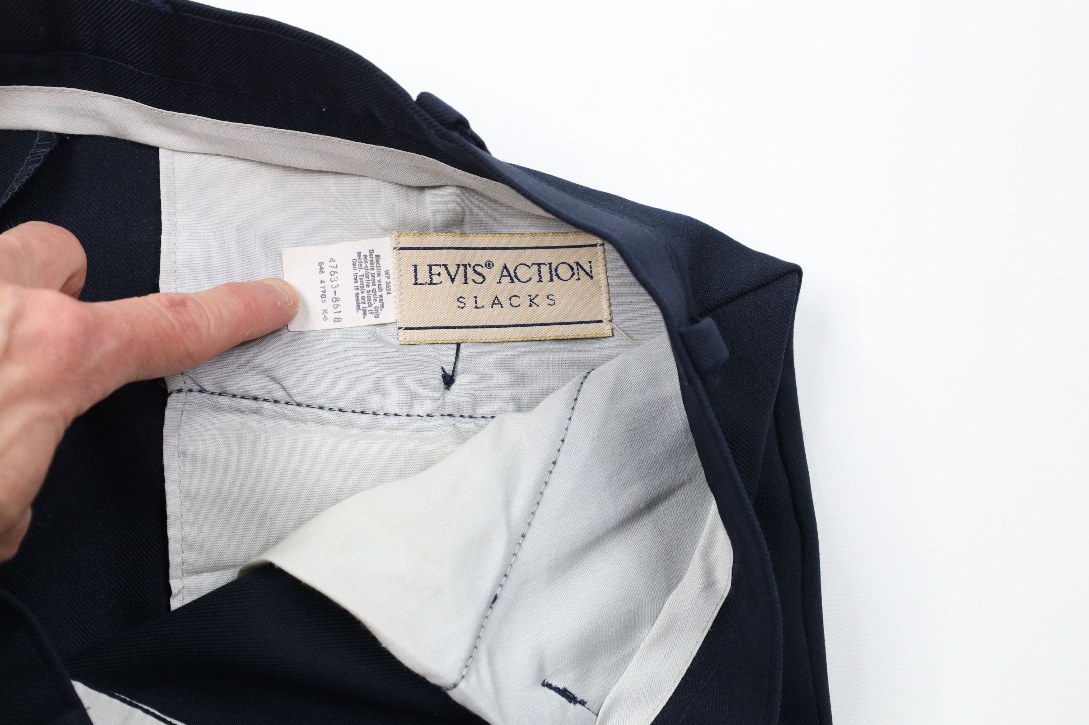 Levi's Vintage 70s Levis Knit Flared Wide Leg Chino Pants Blue USA Size US 36 / EU 52 - 7 Thumbnail