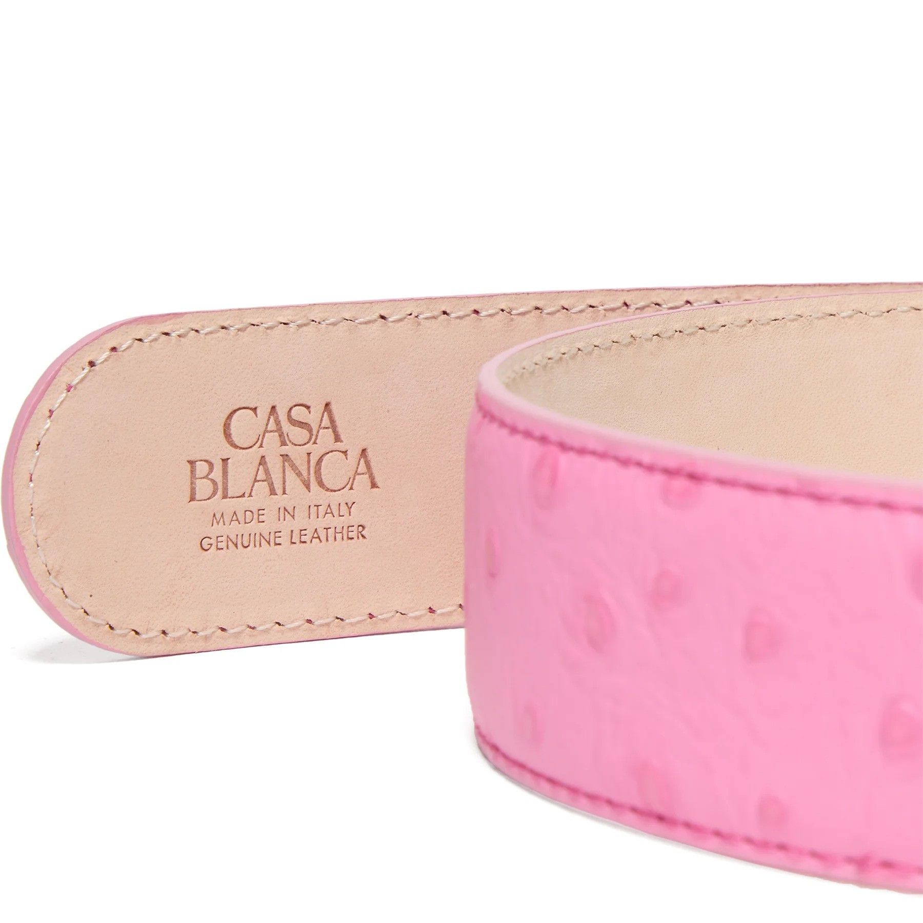 Casablanca Casablanca Logo Ostrich Effect Leather Belt Size 34 - 3 Thumbnail