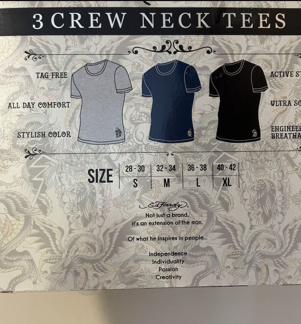 Ed Hardy NEW 3-Pack Ed Hardy Crew Neck T-Shirts. Size M & L Size US M / EU 48-50 / 2 - 2 Thumbnail