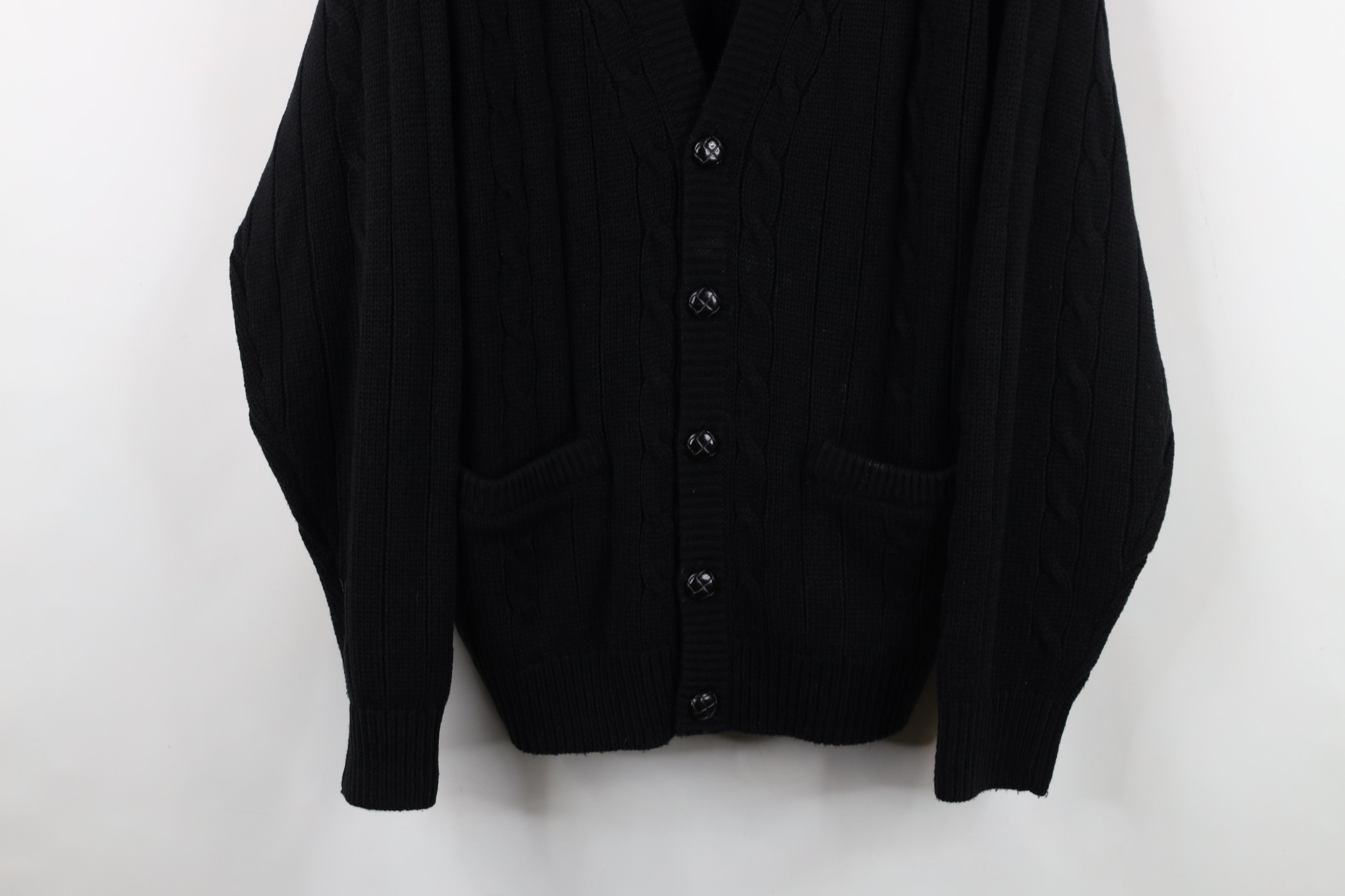 Vintage Vintage 90s Streetwear Cable Knit Cardigan Sweater Black Size US L / EU 52-54 / 3 - 3 Thumbnail
