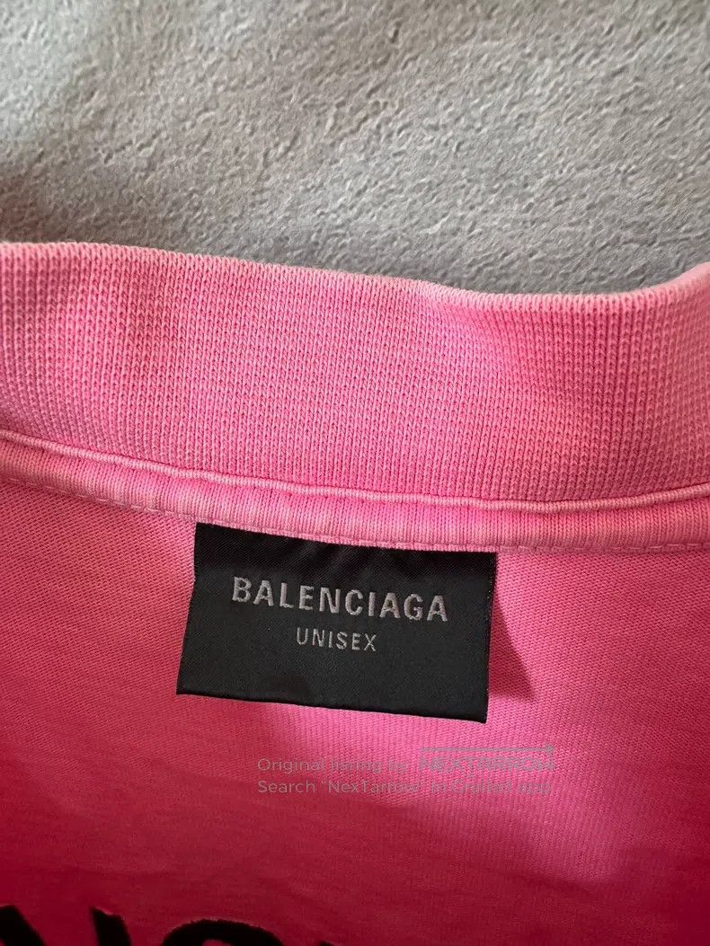 Balenciaga Balenciaga Pink Washed Aged Embroidered Letter Short-sleev Size US M / EU 48-50 / 2 - 4 Thumbnail