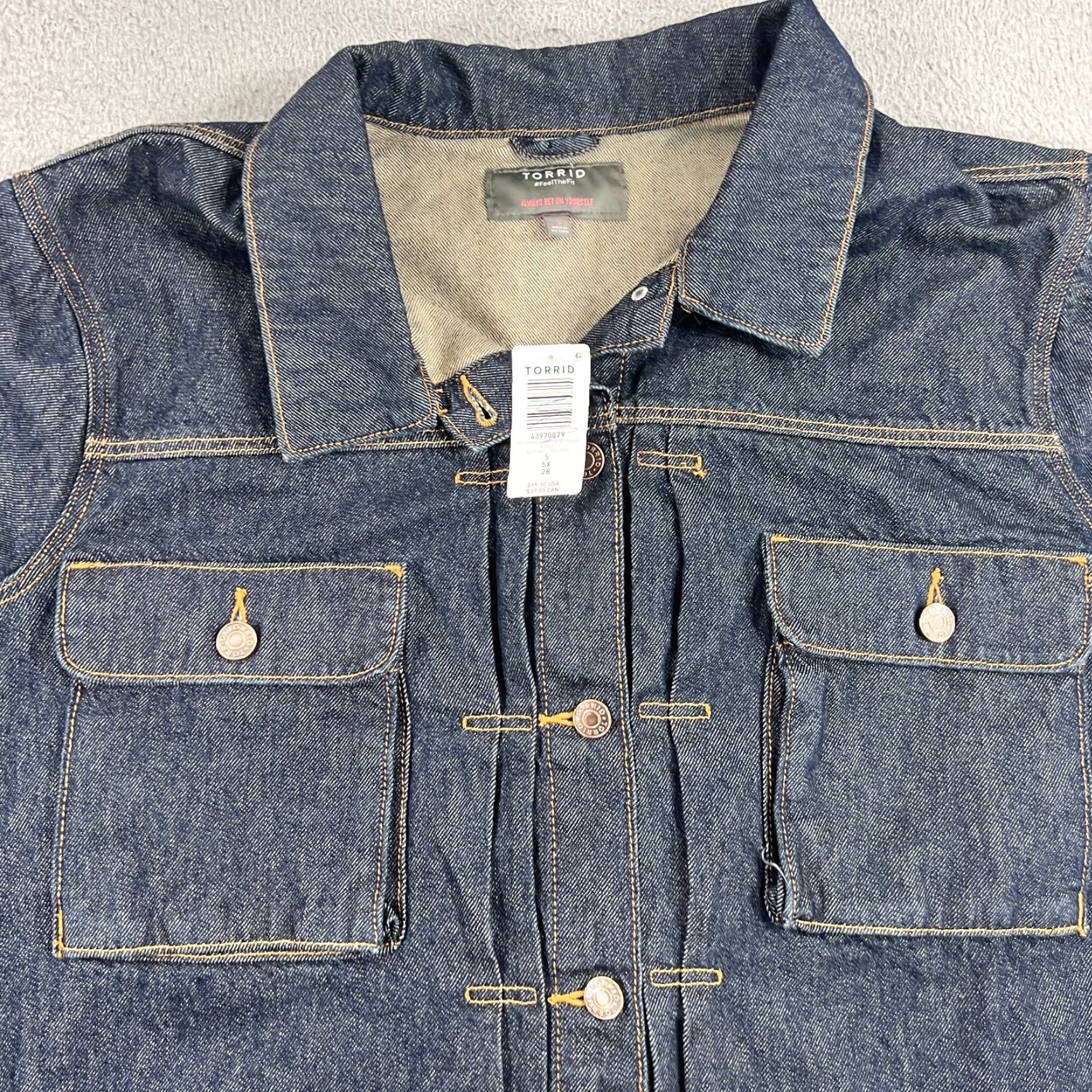 Torrid Torrid Jacket Womens 5 Plus Size Blue Jeans Dark Wash Crop Button Front Cotton Basic Jacket Size 27" / US 4 / IT 40 - 3 Thumbnail