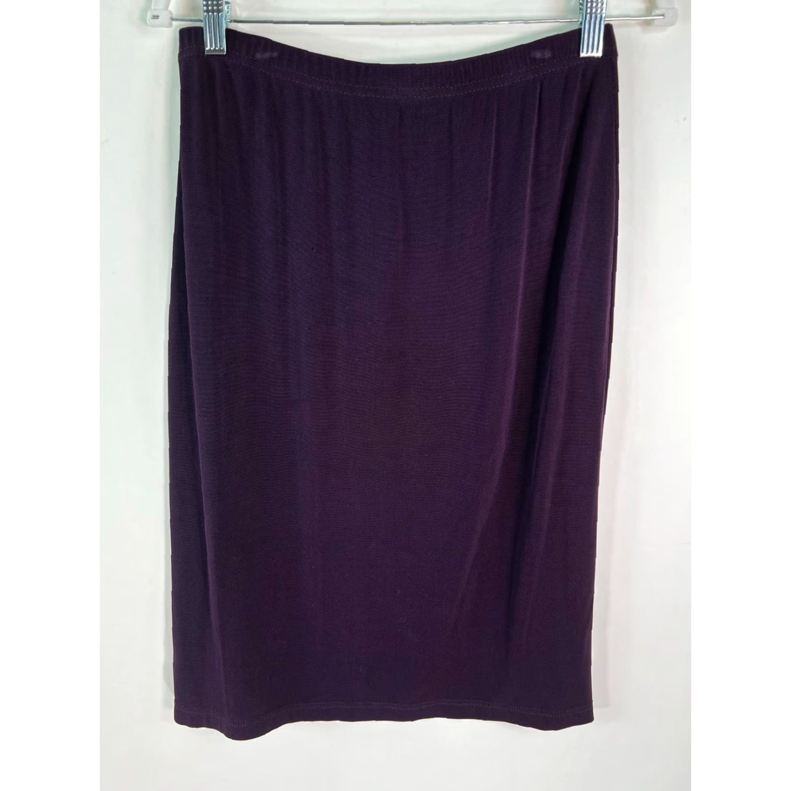 Vintage Picadilly Fashions Skirt Adult Women Purple Knee Length Elastic Waist L Solid Acetate Spandex 90s Workwear/Party/Cocktail Mens? Womens Size 36" / US 14 / IT 50 - 2 Thumbnail