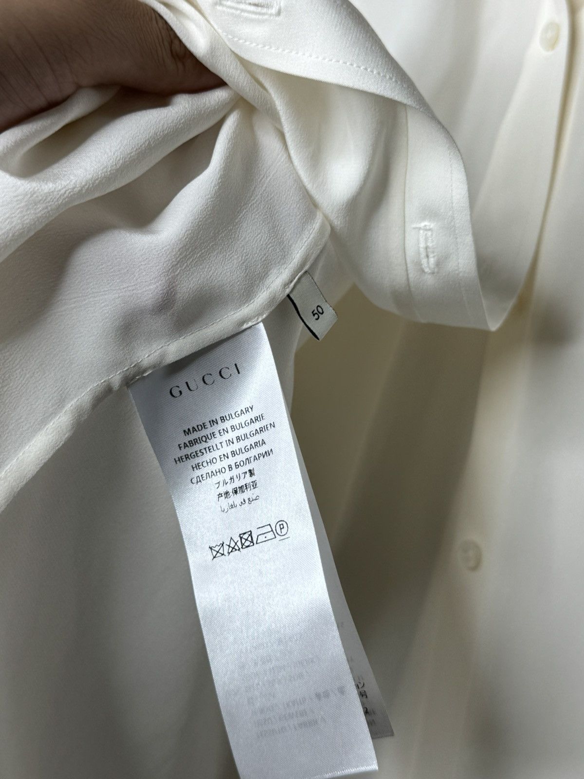 Gucci Gucci Uniform Silk Button Up Long Sleeve Shirt Cream New Size XL / US 12-14 / IT 48-50 - 5 Thumbnail