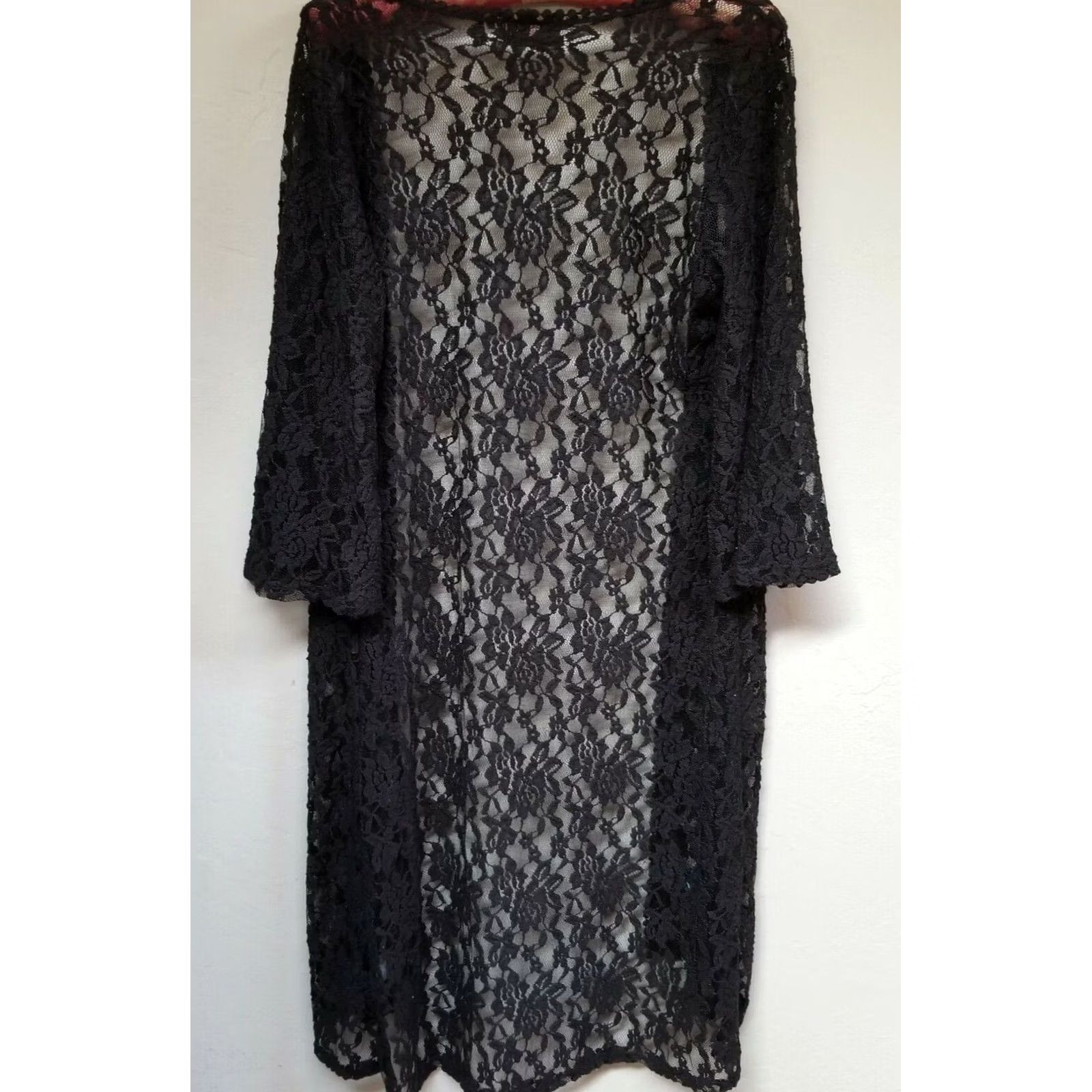 Vintage Free Kisses Maternity Womens Medium Black Lace Cardigan Open Front Casual Size M / US 6-8 / IT 42-44 - 2 Thumbnail