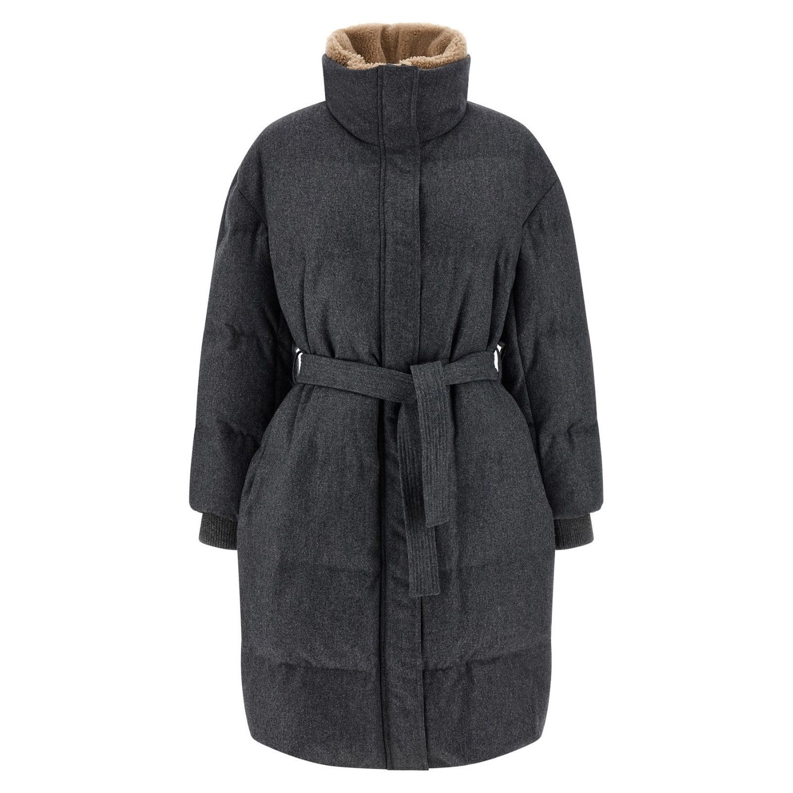 Brunello Cucinelli BRUNELLO CUCINELLI Gray Shearling Down Jacket New & Authenti Size M / US 6-8 / IT 42-44 - 1 Thumbnail