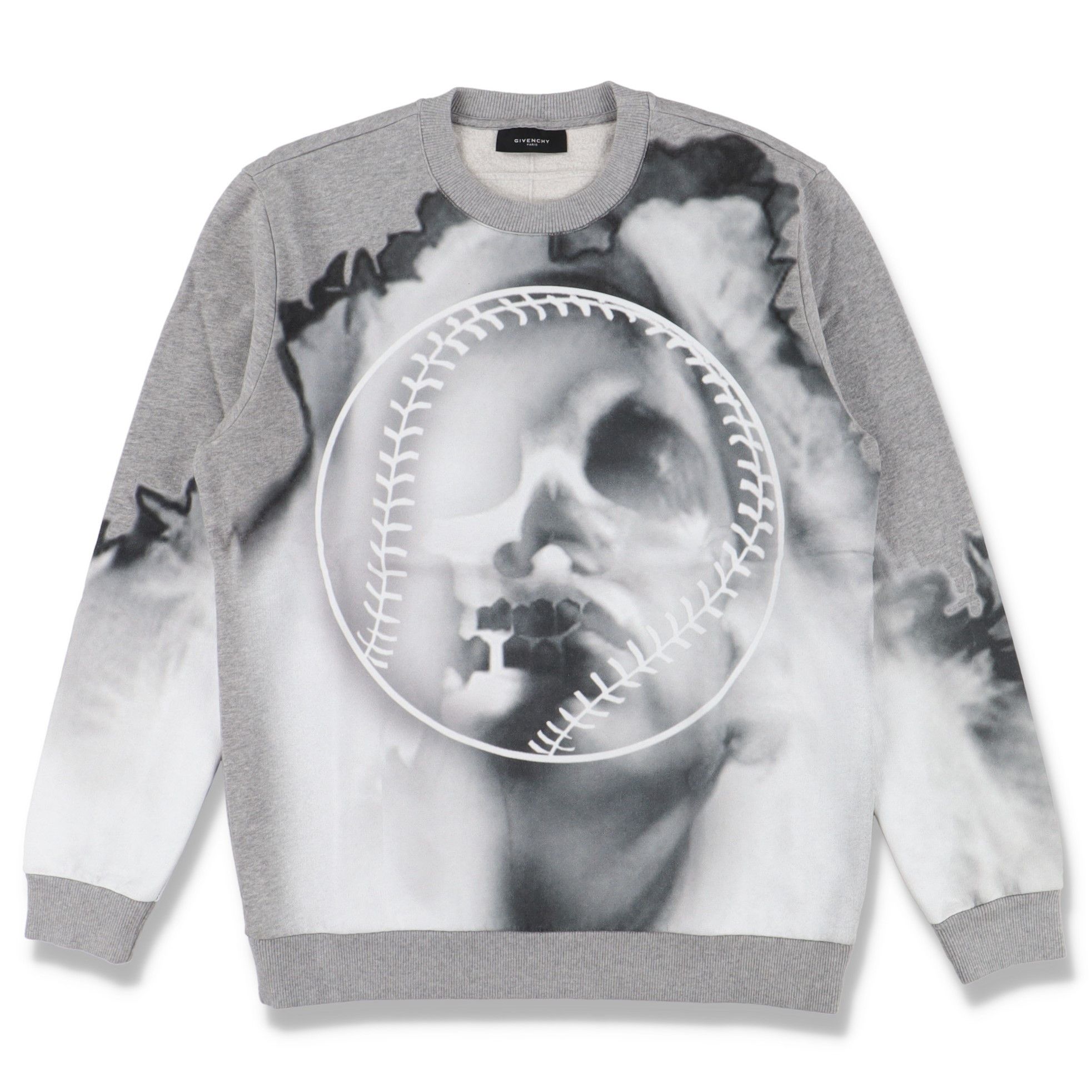 image of Givenchy Grey Baseball Skull Print Oversized Sweatshirt, Men's (Size XL)