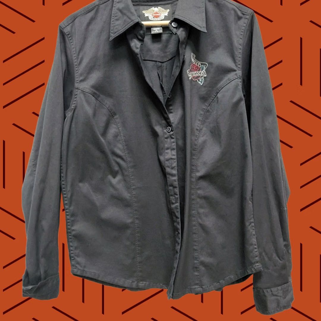 Harley Davidson Harley-Davidson Shirt XL Black Embroidered Button-Up Long Sleeve Solid Size US XL / EU 56 / 4 - 1 Thumbnail