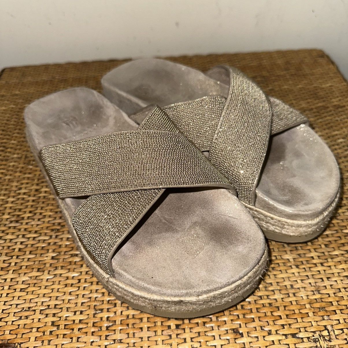 Brunello Cucinelli BRUNELLO CUCINELLI Women 5 Gold Criss Cross Monili Slide Size US 5 / IT 35 - 1 Thumbnail