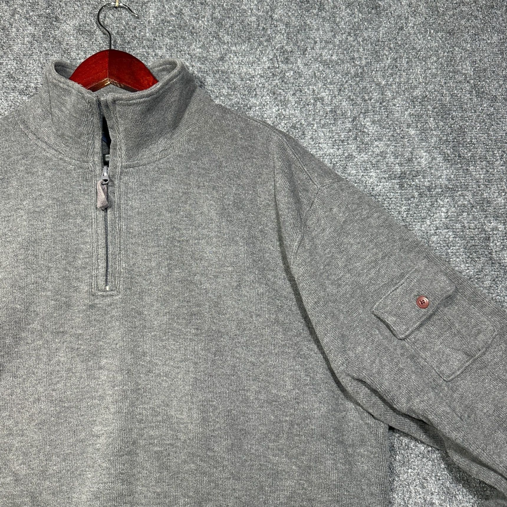 Vintage Woolrich Sweater Mens L Gray Cotton 1/4 Zip Pullover Sleeve Pocket Mock Neck Long Sleeve Regular Fit Size US L / EU 52-54 / 3 - 4 Thumbnail