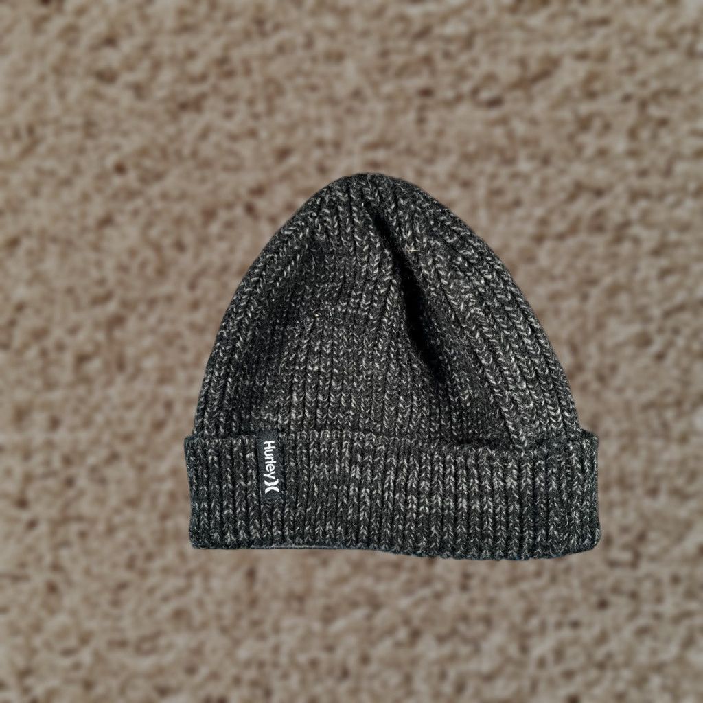 Hurley Hurley Beanie Hat Unisex Adults One Size Gray Knit 100% Acrylic Beanie Outdoor, Ski, Logo Mens Women Size ONE SIZE - 1 Thumbnail