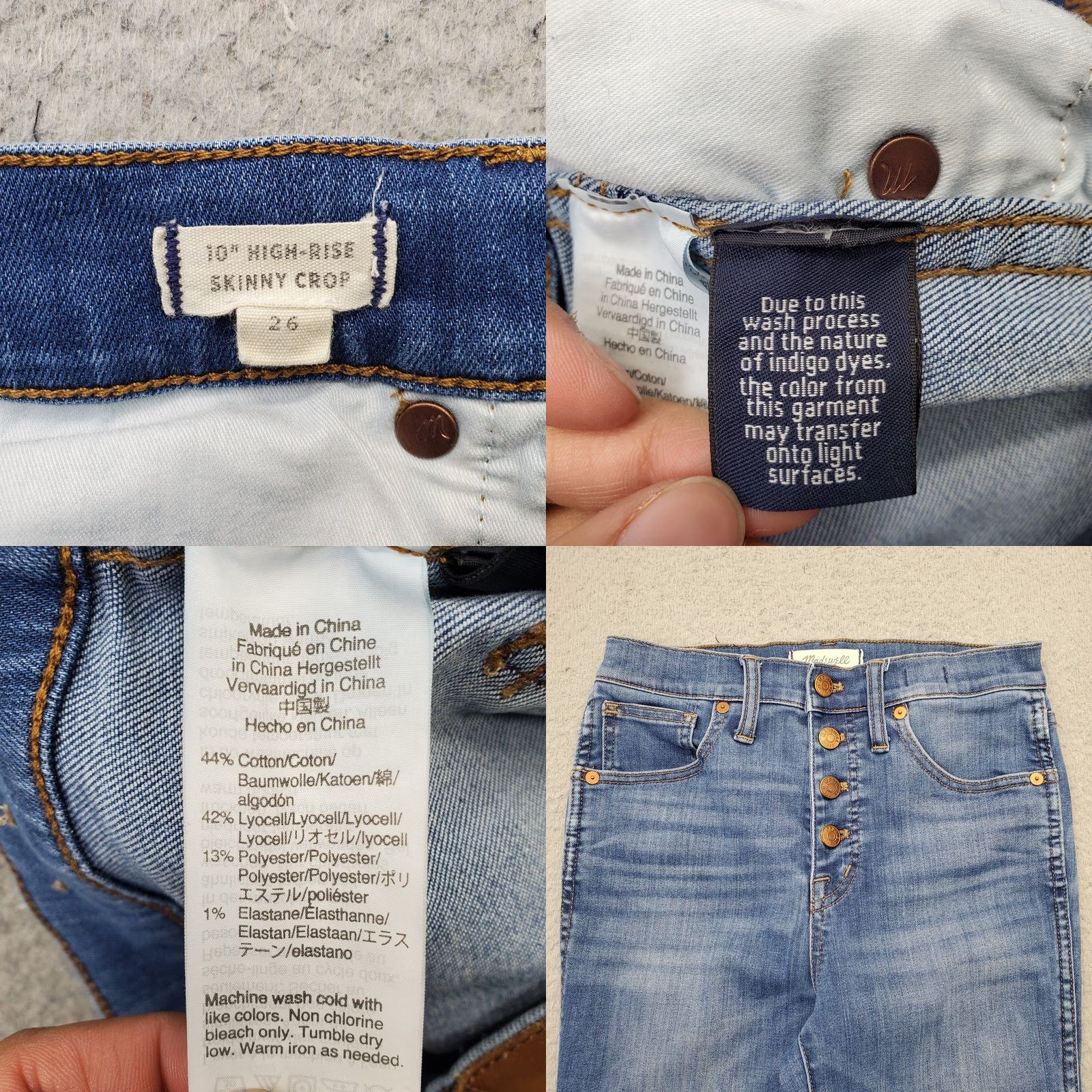Madewell Madewell Womens 26 Blue Denim Cropped Skinny High Rise Button Fly Jeans Size 26" / US 2 / IT 38 - 8 Thumbnail