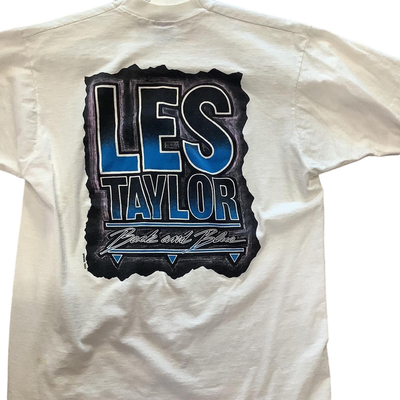 Vintage 1990s Les Taylor Black & Blue Album T-shirt Size US XL / EU 56 / 4 - 4 Thumbnail