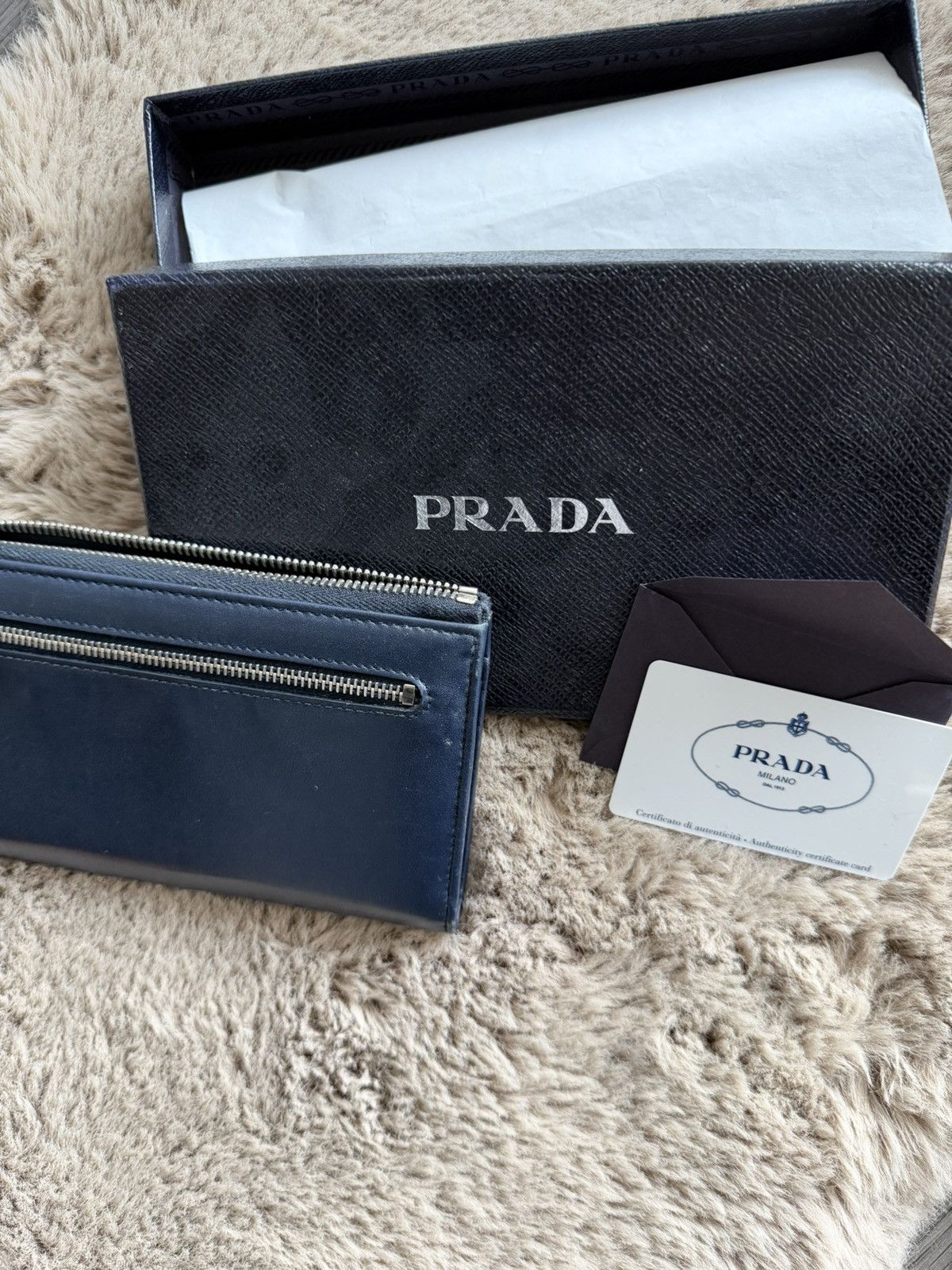 Prada Prada Saffiano leather long wallet navy blue Size ONE SIZE - 4 Thumbnail