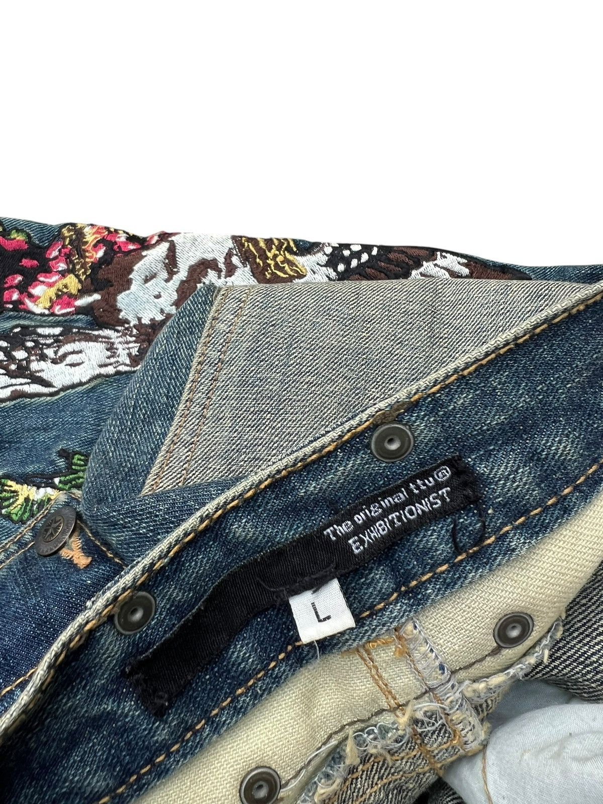 Vintage Dirty Mud Japan Brand Rips Eagle Embroidery Distress Jeans Size US 31 - 19 Thumbnail