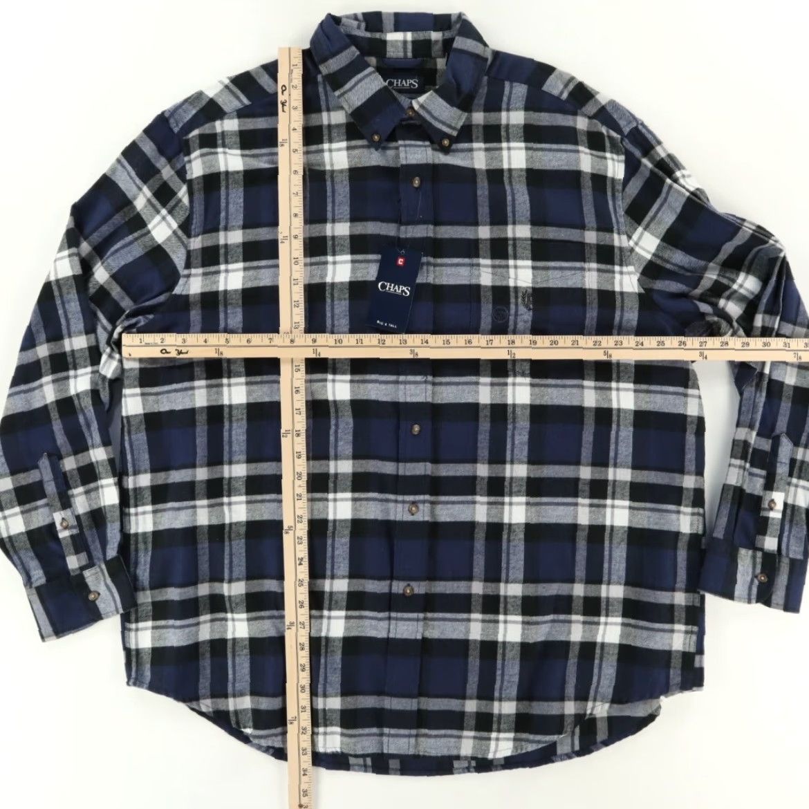 Chaps Chaps Shirt Navy Blue Plaid Button Down Shirt 2XB Men’s Long Sleeve Performance Flannel Cotton Casual Shirt Size US XXL / EU 58 / 5 - 3 Thumbnail