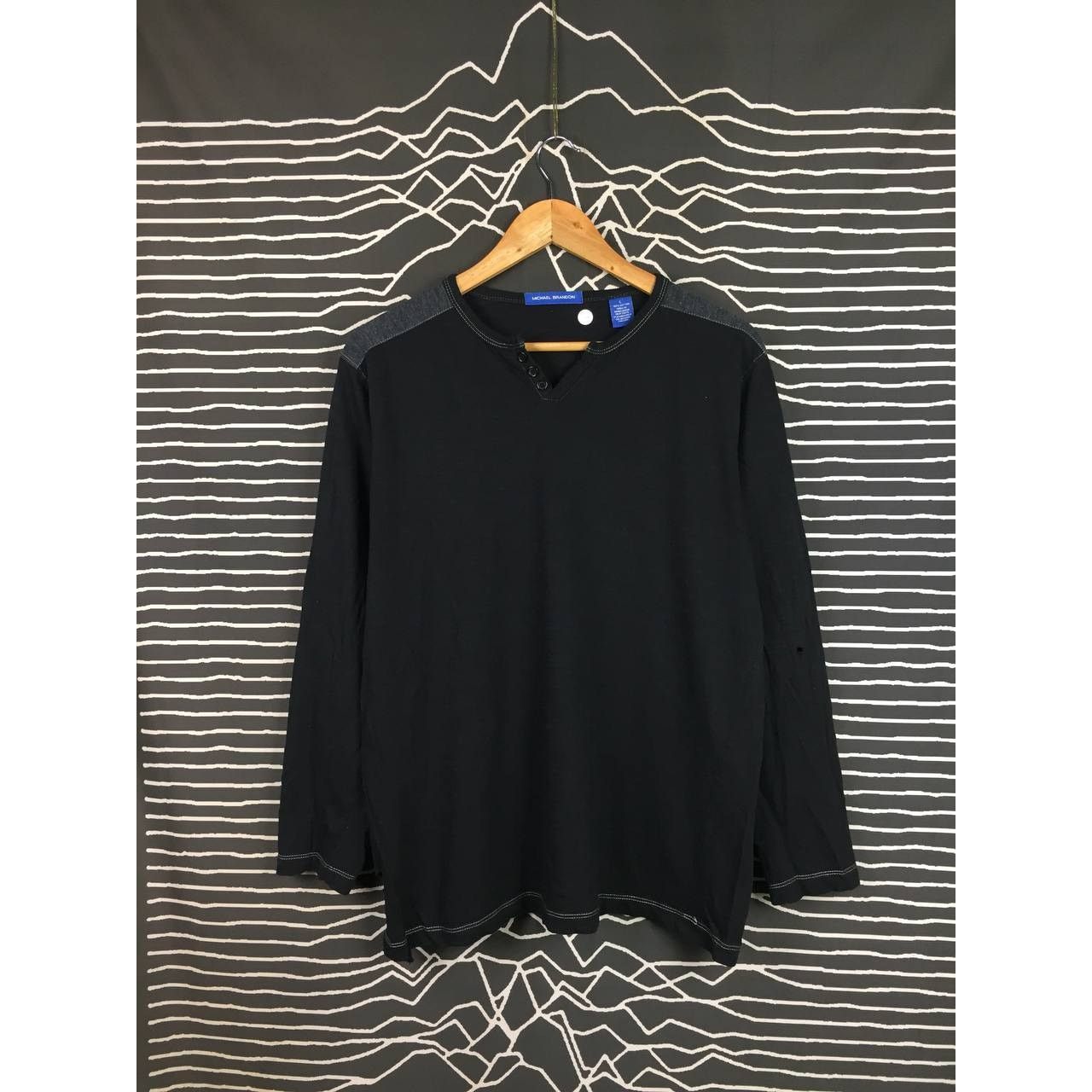 Vintage Distressed Michael Brandon Split V Neck Longsleeve Tee Size US L / EU 52-54 / 3 - 2 Thumbnail