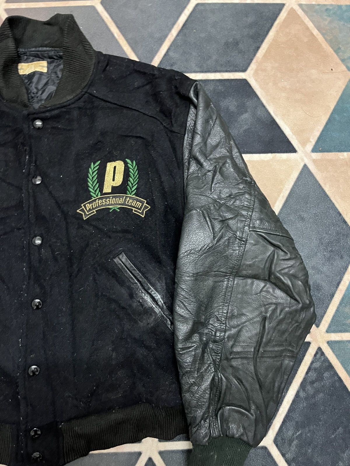Prince 💥Vintage PRINCE Team Golden Logo Varsity Leather Jackets Size US L / EU 52-54 / 3 - 3 Thumbnail