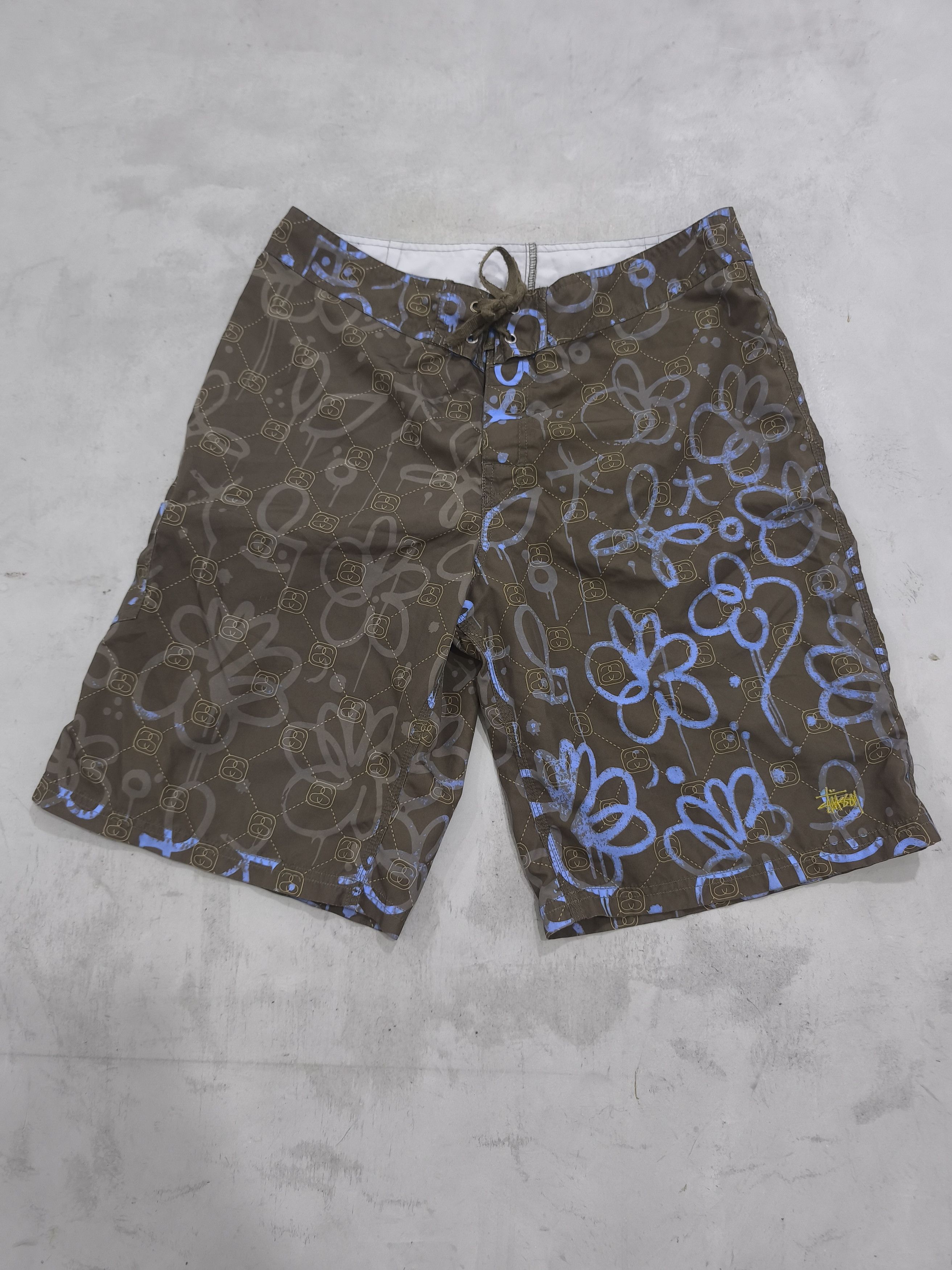 Stussy Vintage Stussy SS04 Logo Splash Board Shorts Monogram Size US 33 - 1 Thumbnail