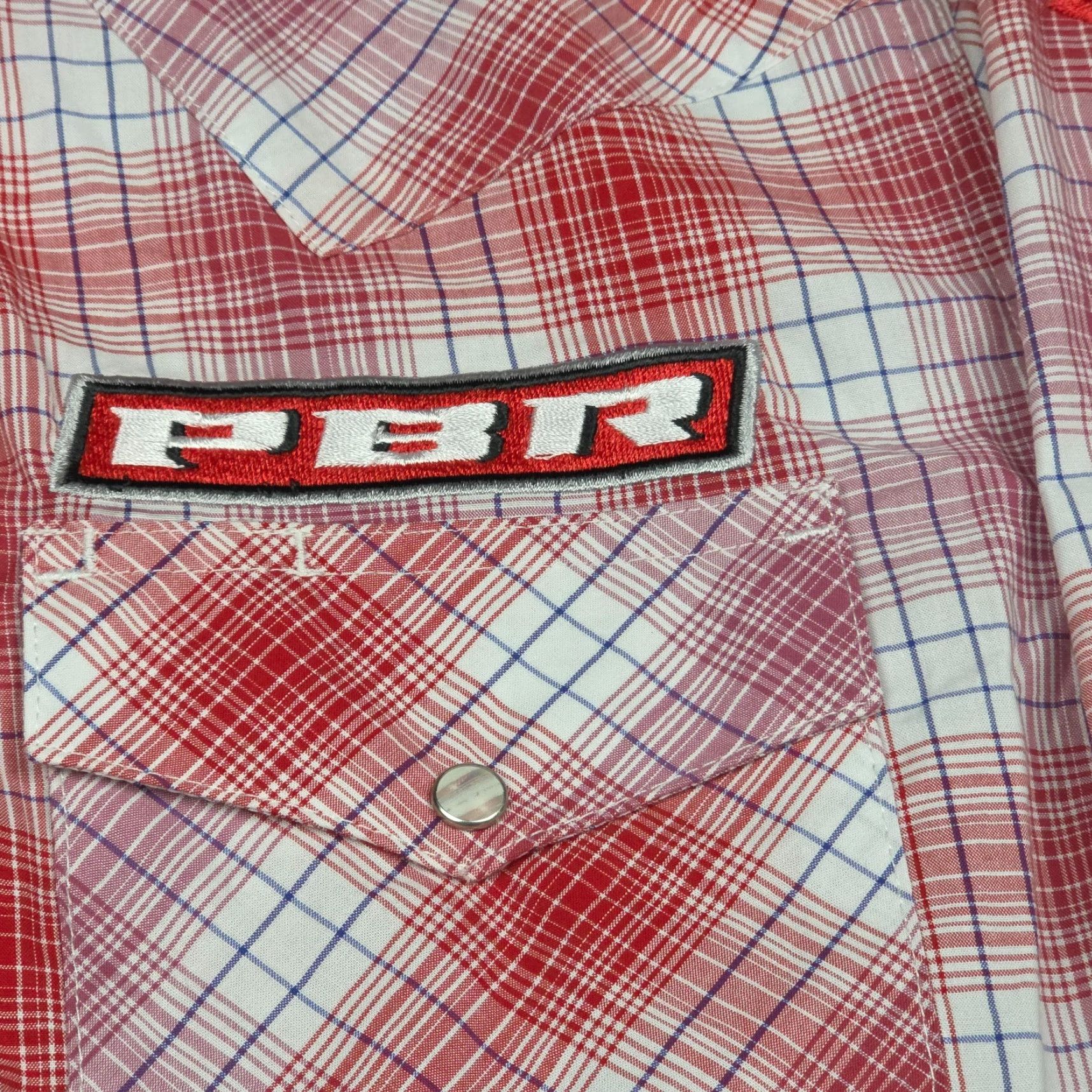 Wrangler Wrangler PBR Pearl Snap Shirt Mens Small Red White Western Rodeo Cowboy Shirt Size US S / EU 44-46 / 1 - 6 Thumbnail