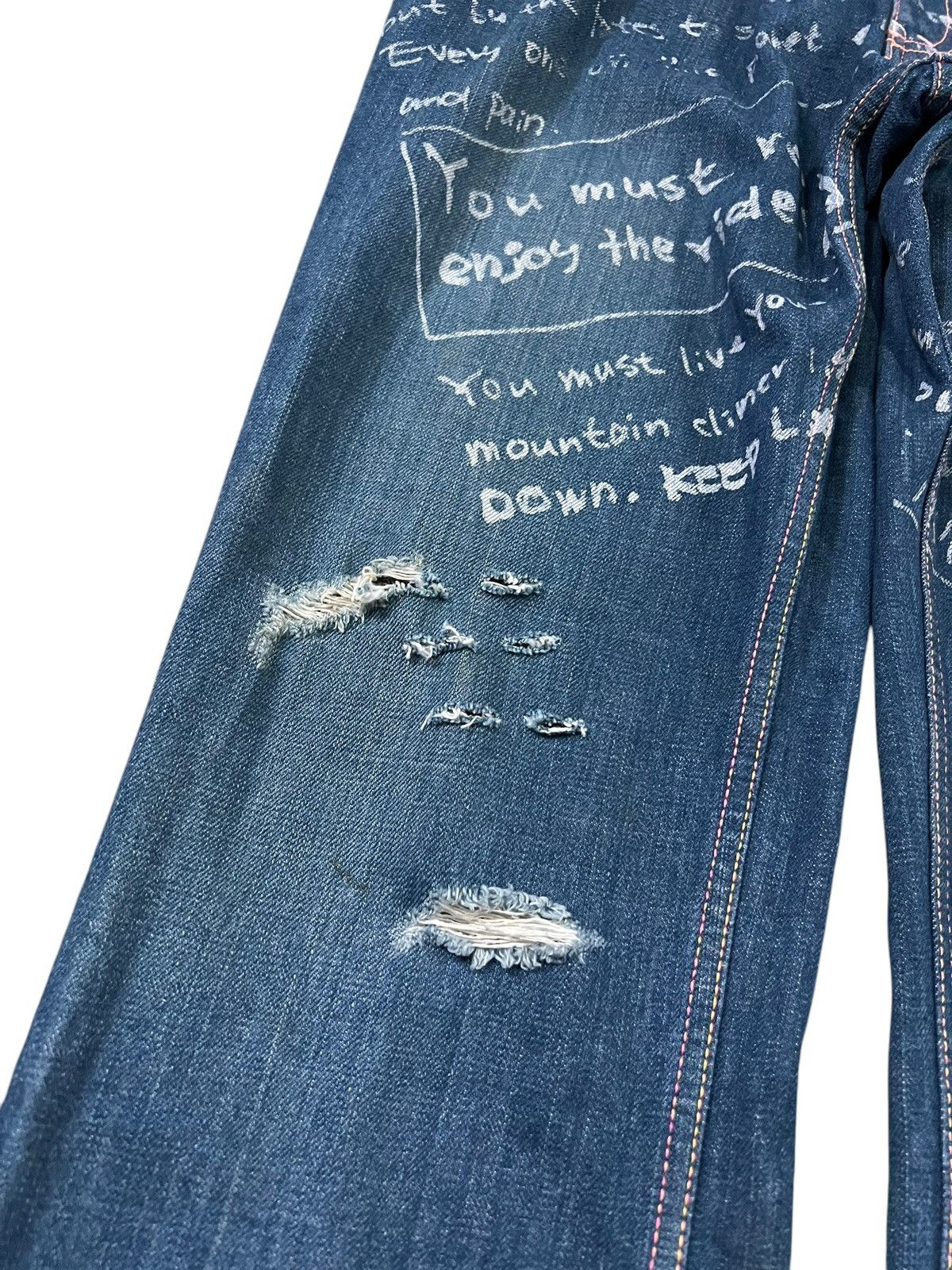 If Six Was Nine × Le Grande Bleu (L.G.B.) JAMGLE JAM JAPAN FLARE DISTRESS JEANS Size US 32 / EU 48 - 5 Thumbnail