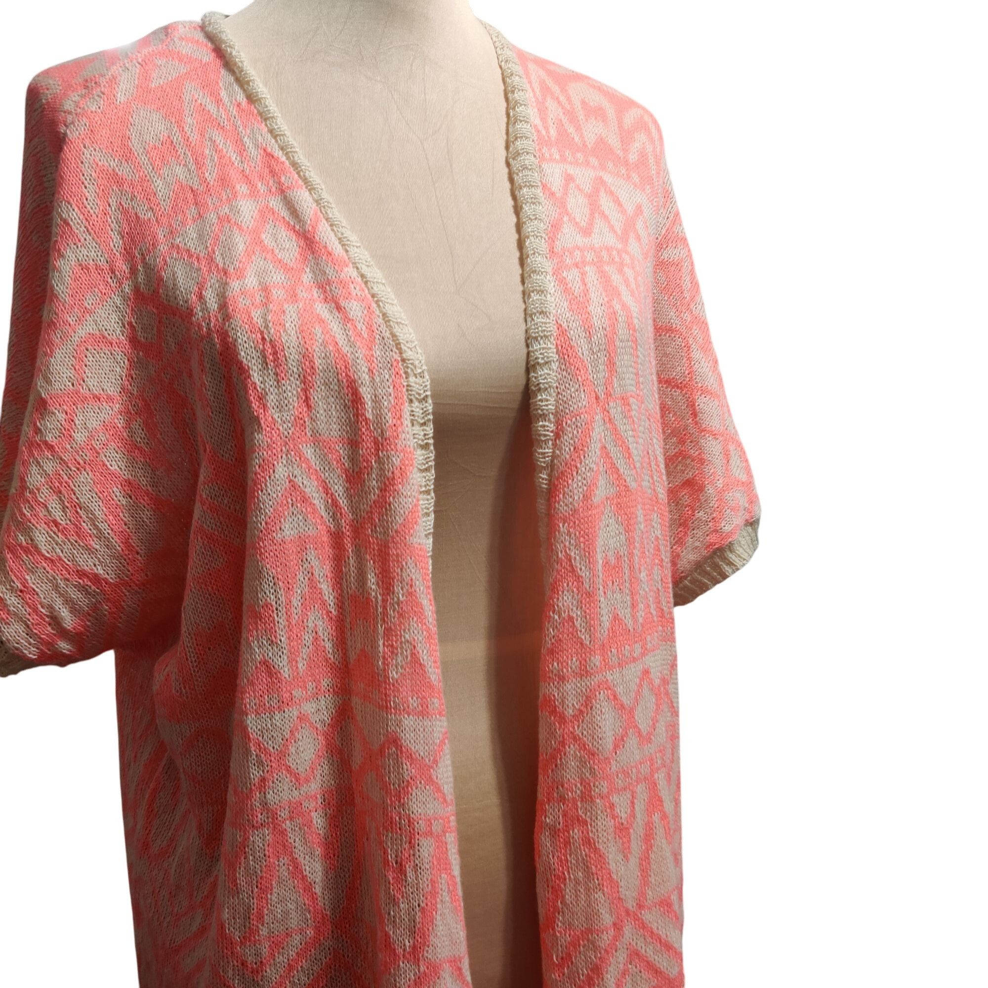 Other Miss Daisy S Coral Aztec Open Knit Cardigan Short Sleeve Boh Size S / US 4 / IT 40 - 2 Thumbnail