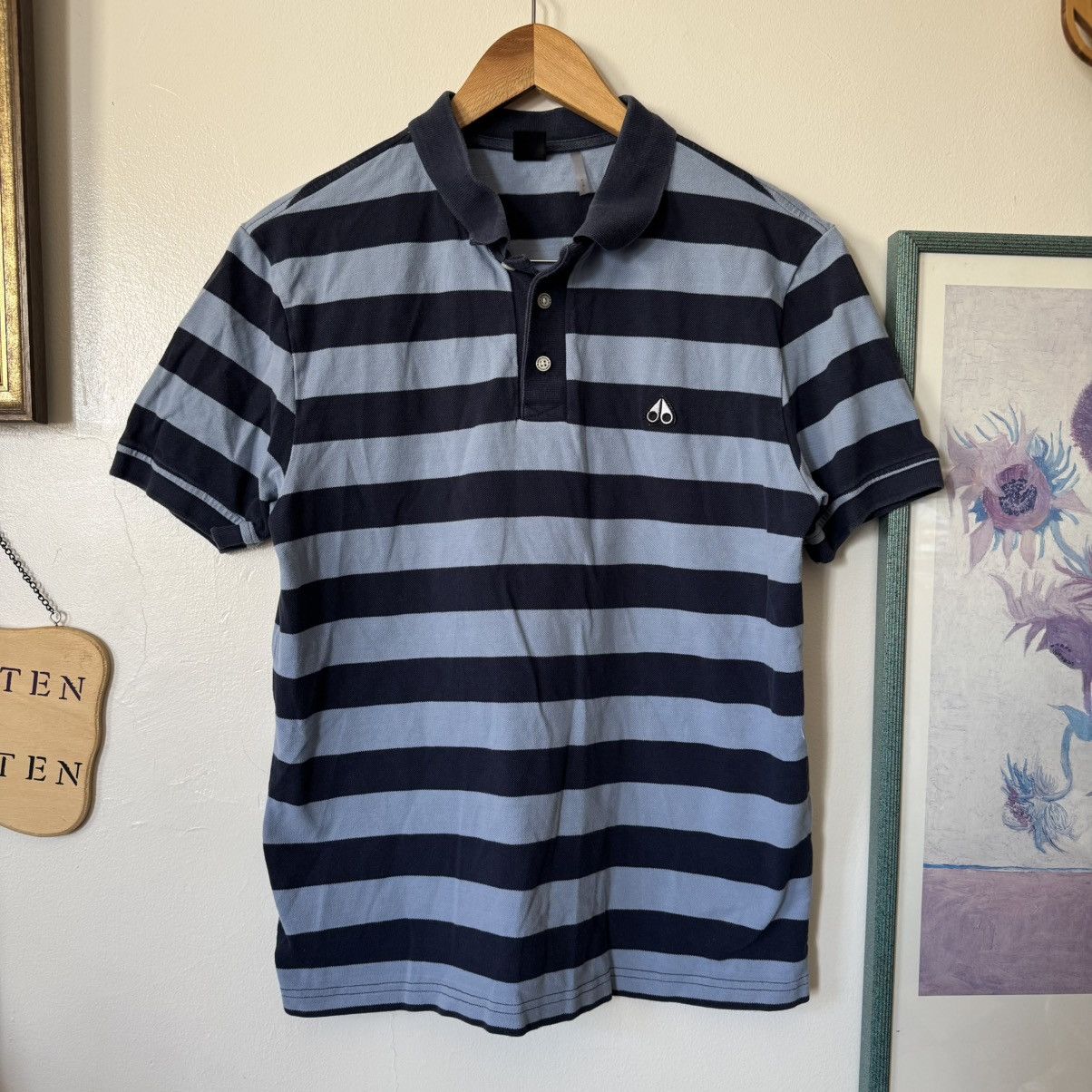Moose Knuckles Moose Knuckles baby blue/navy blue striped polo shirt Size US S / EU 44-46 / 1 - 2 Thumbnail