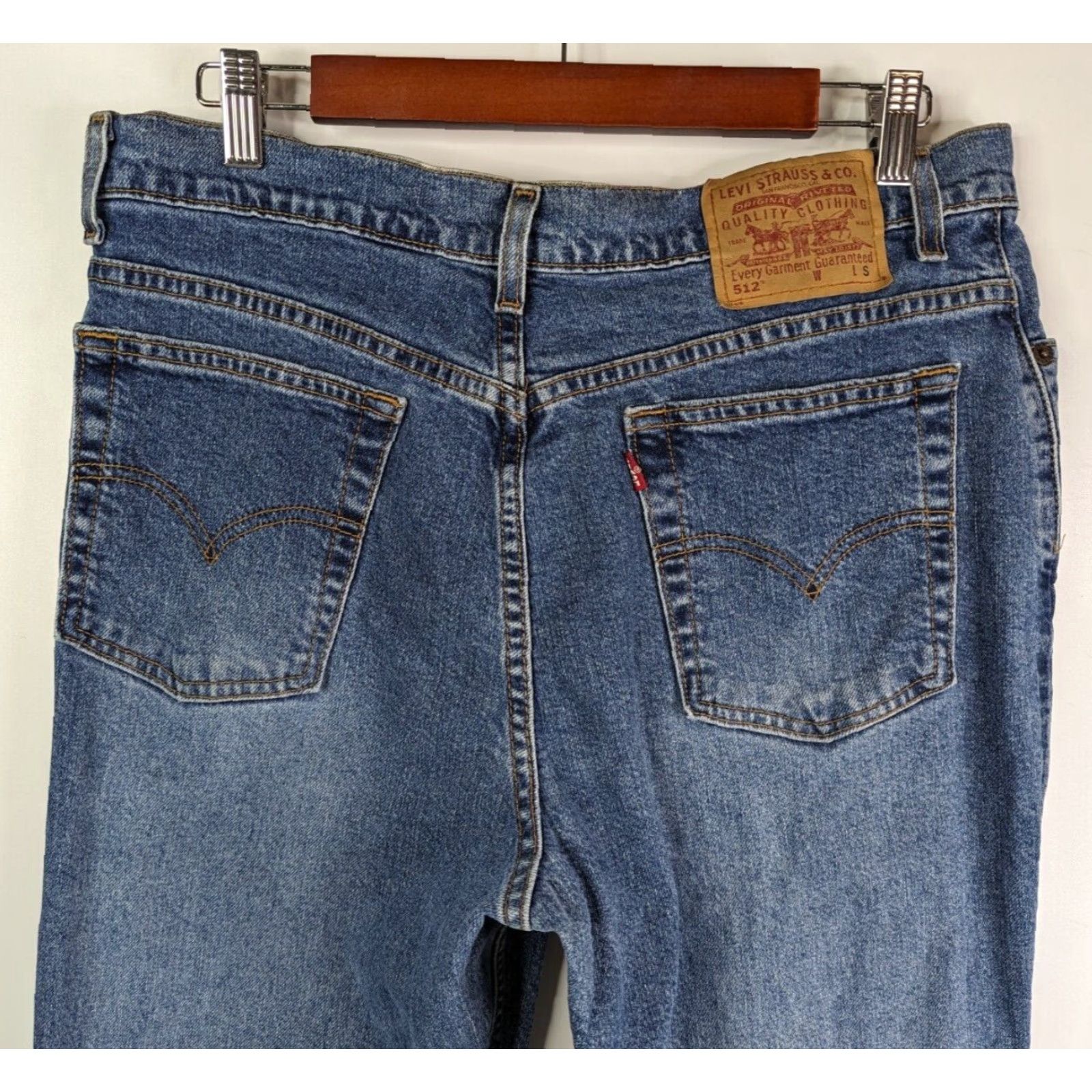 Levi's VINTAGE Levis Jeans 512 Slim Fit Tapered Leg Womens 14 MIS S Made in USA 2000's Blue Denim 5 Pocket Red Tab Womens Jeans Size 36" / US 14 / IT 50 - 5 Thumbnail