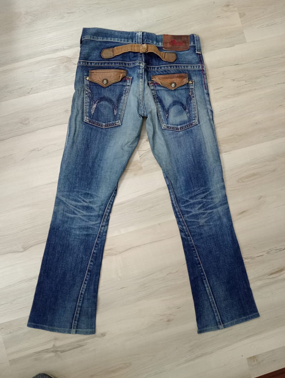 Edwin × Japanese Brand Flared Edwin Blue Trip distressed twist leg Size US 33 - 2 Thumbnail