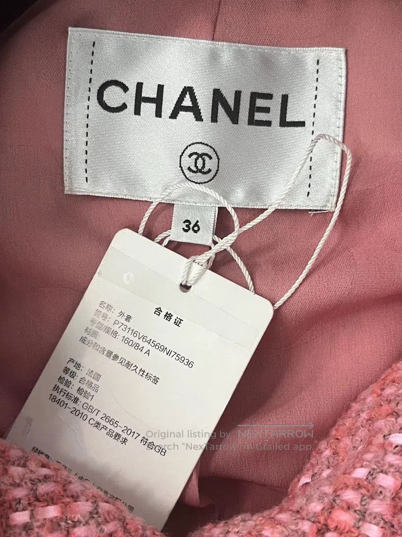 Chanel Chanel Pink Black Tweed Feather Cuff Jacket. Size US M / EU 48-50 / 2 - 4 Thumbnail