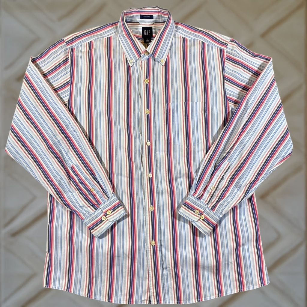 Gap GAP Shirt Mens L Long Sleeve Button-Up Striped Cotton Classic Fit Collar Button-Down Size US L / EU 52-54 / 3 - 1 Thumbnail
