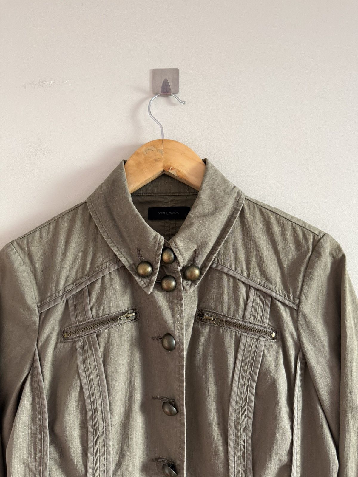 Vintage Fitted Utility Jacket Khaki Size S / US 4 / IT 40 - 4 Thumbnail