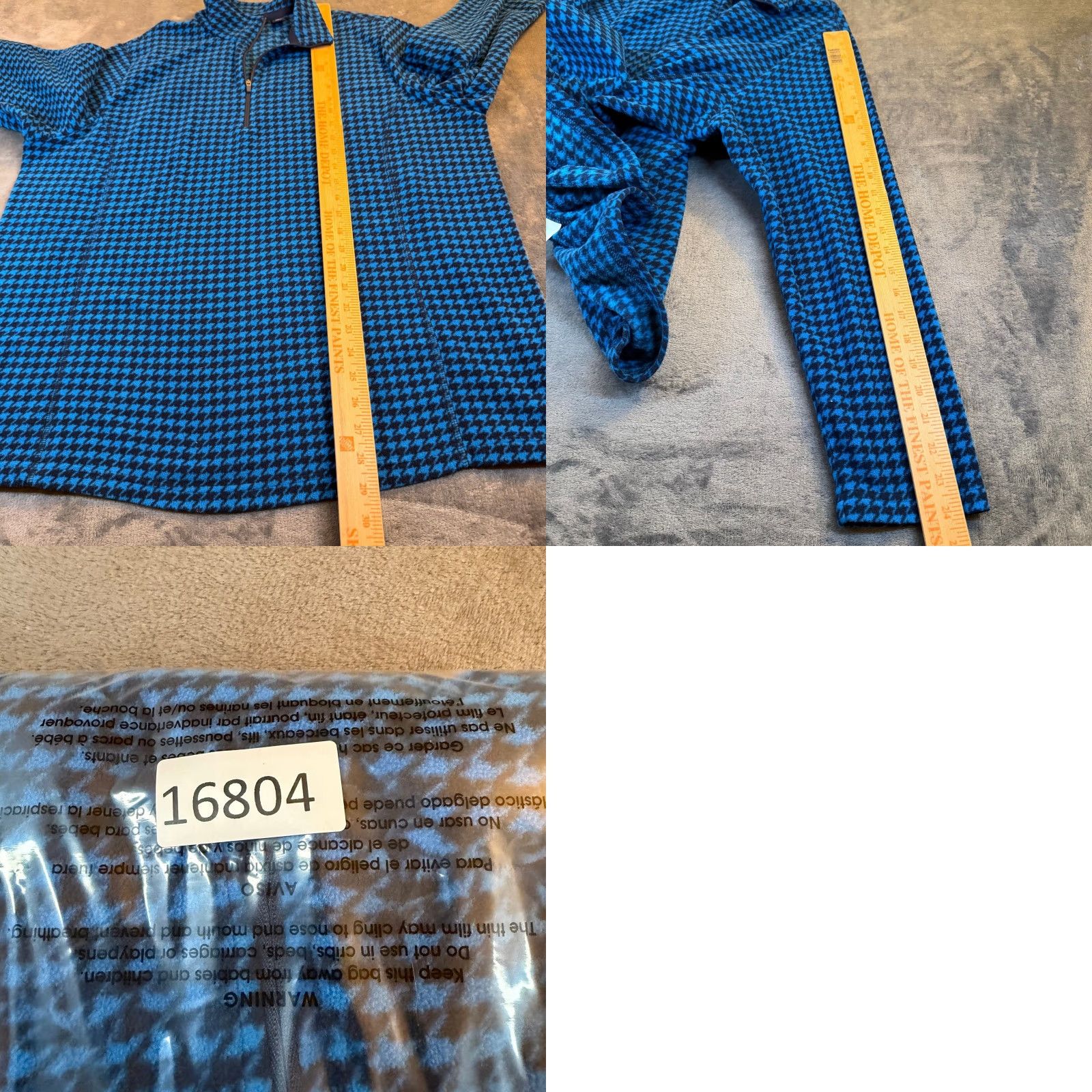 Lands' End VINTAGE Lands' End Blue Houndstooth Fleece Quarter Zip Pullover Womens size 1X 16W-18W Size XL / US 12-14 / IT 48-50 - 8 Thumbnail