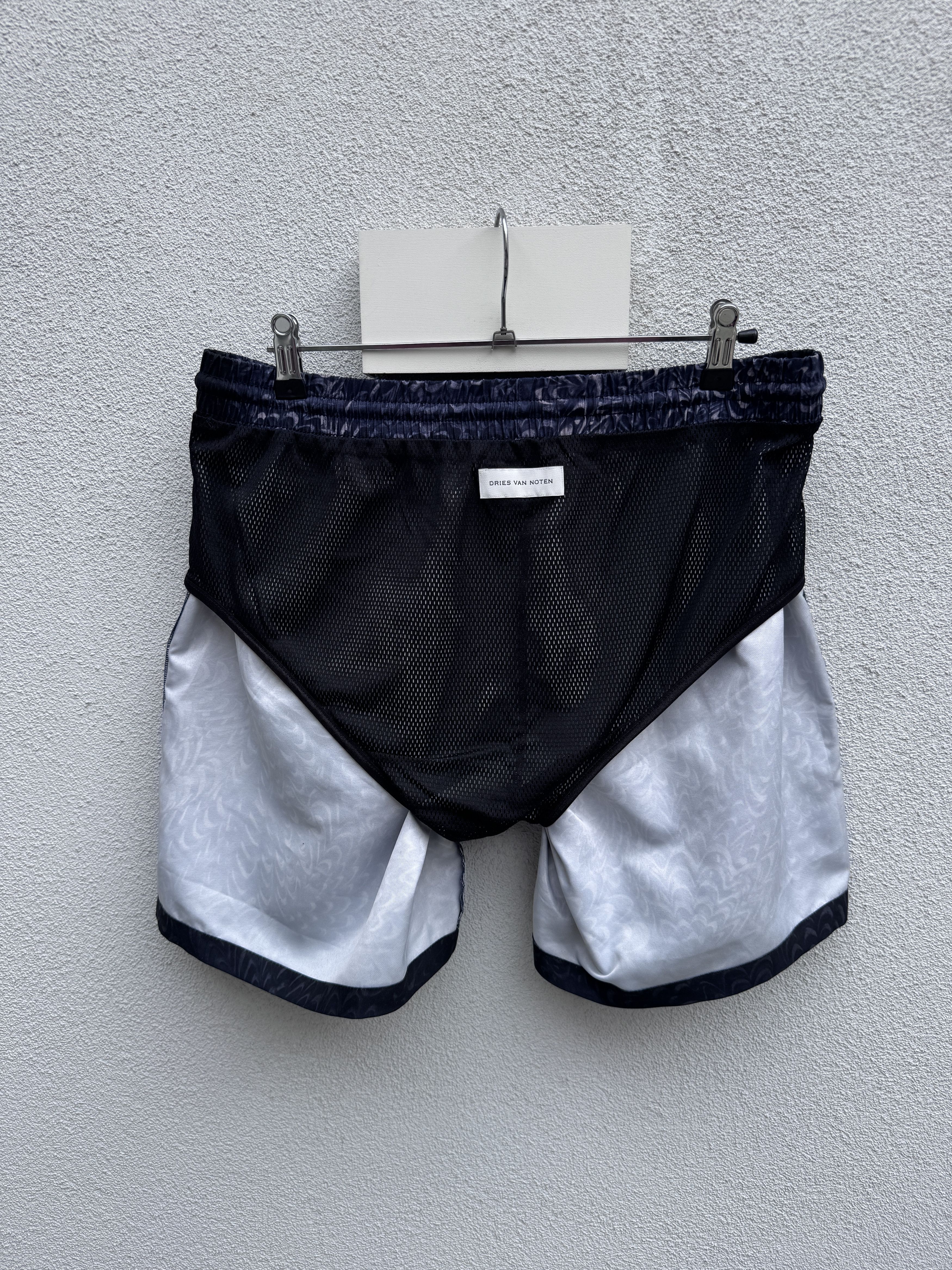 Dries Van Noten Dries van Noten Navy Paste Paper Print Nylon Swim Shorts XL Size US 34 / EU 50 - 6 Thumbnail
