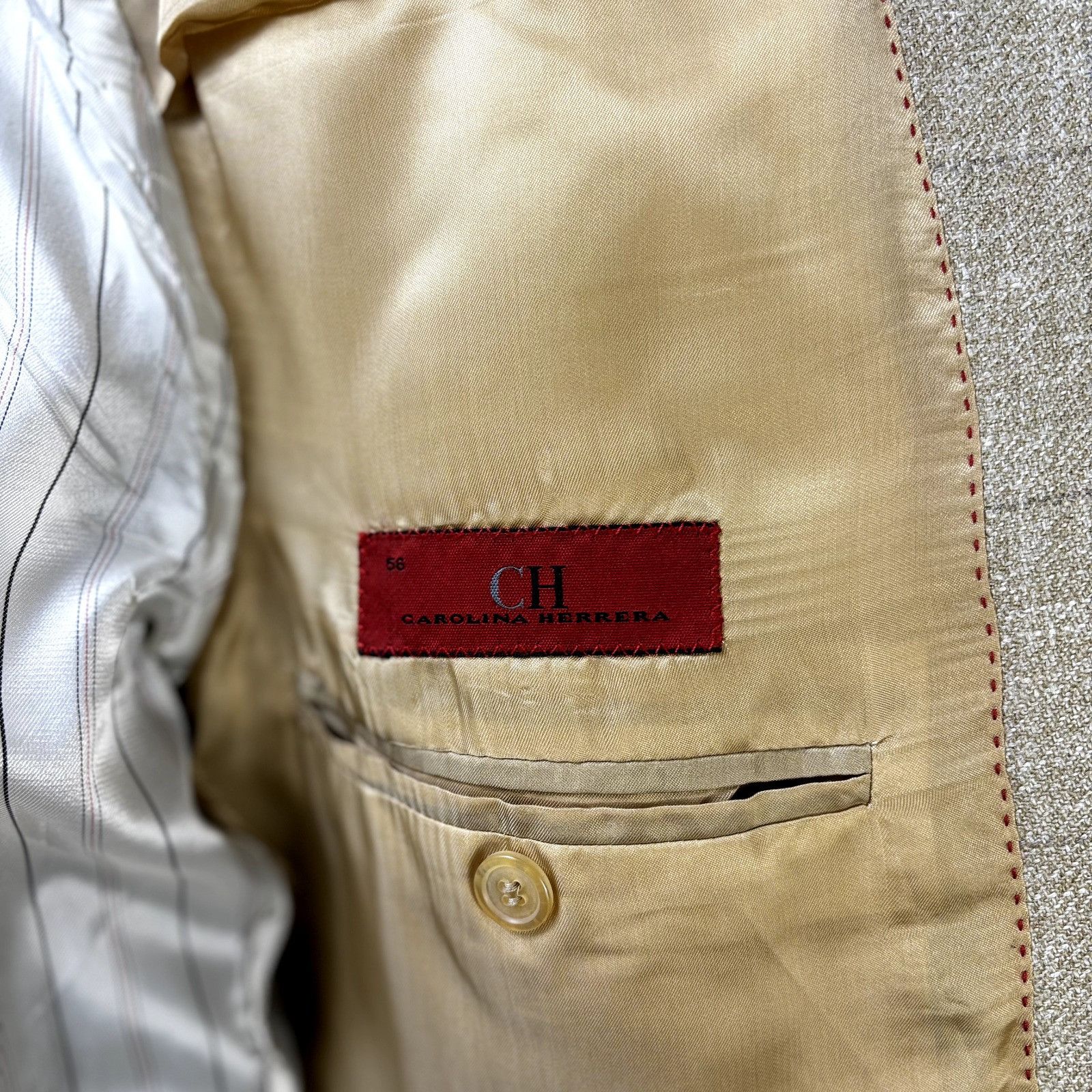 Carolina Herrera Carolina Herrera Sport Coat Blazer Jacket Tan Windowpane Sof Size 46R - 11 Thumbnail