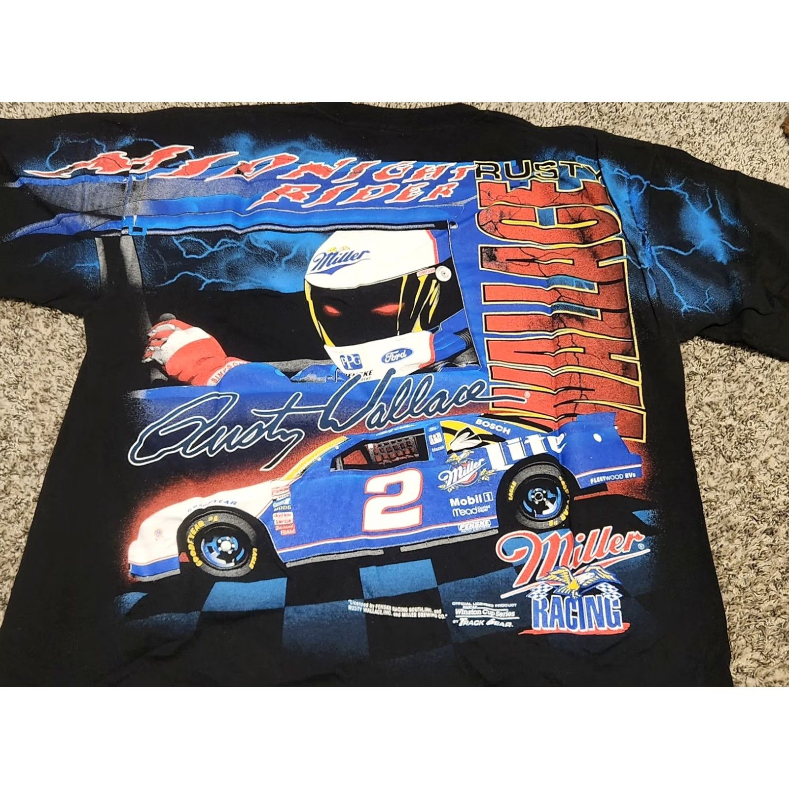 NASCAR VINTAGE 90’s Nascar Mark Martin Tee XL Cotton Black Logo Crew Neck Men T-Shirt 90s Music Size US XL / EU 56 / 4 - 4 Thumbnail