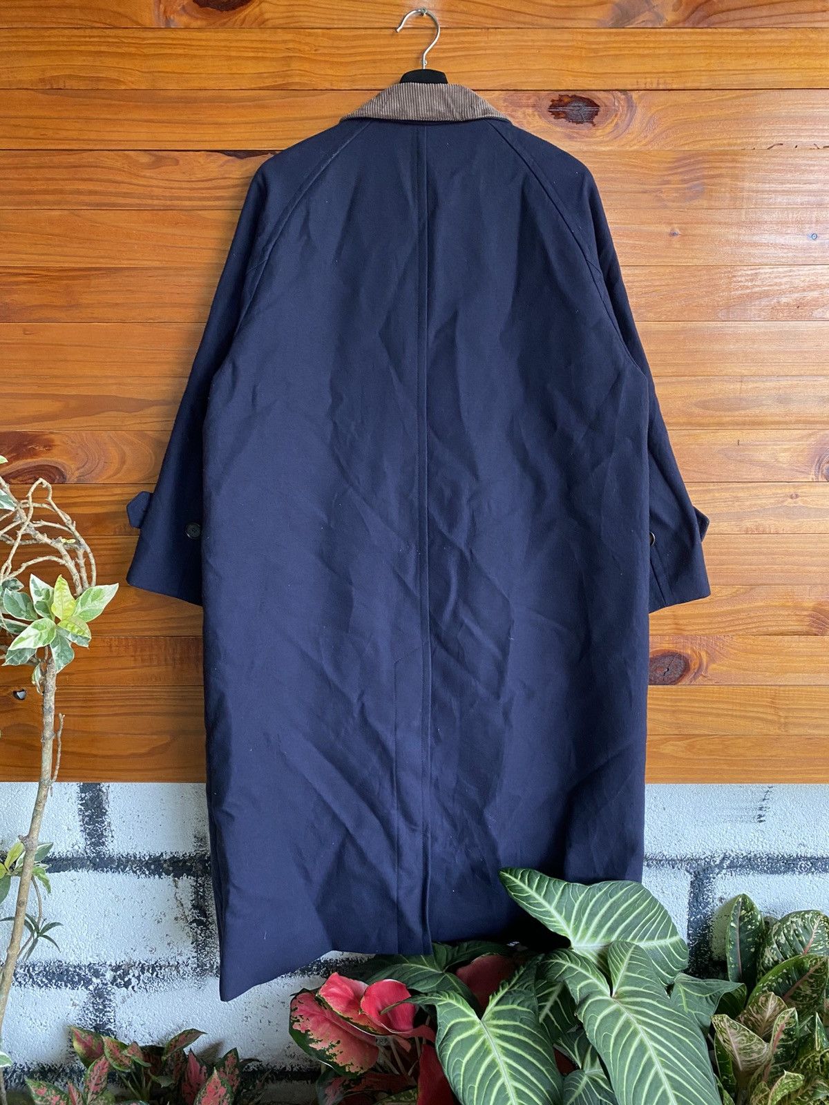 Frame Framework Japan Long Coat Corduroy Collar Navy Wool Blend Size US M / EU 48-50 / 2 - 10 Thumbnail