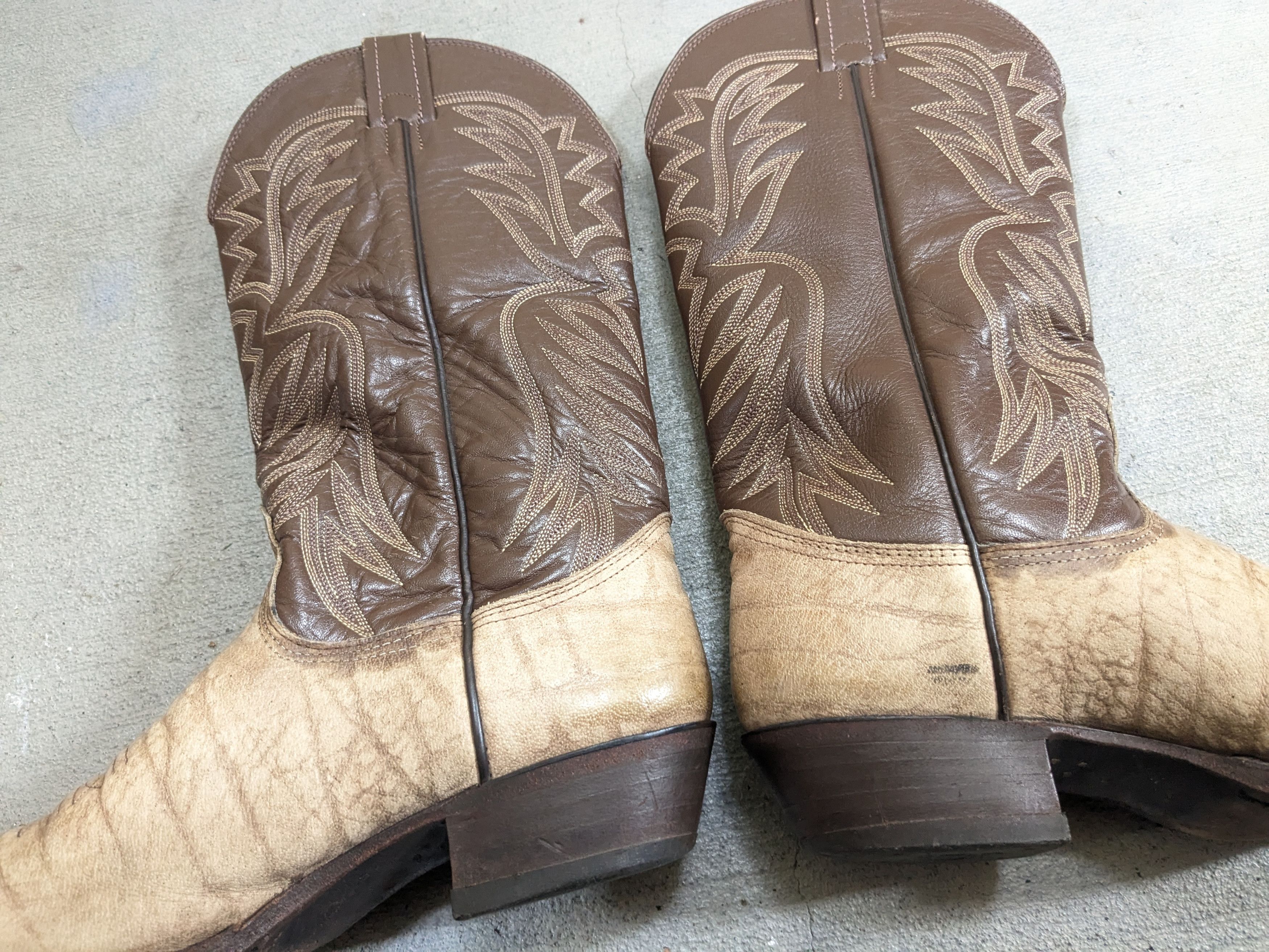 Nocona Boots Nocona Cowboy Boots 9 D Gray Leather Western Elephant Print Size US 8.5 / EU 41-42 - 15 Thumbnail