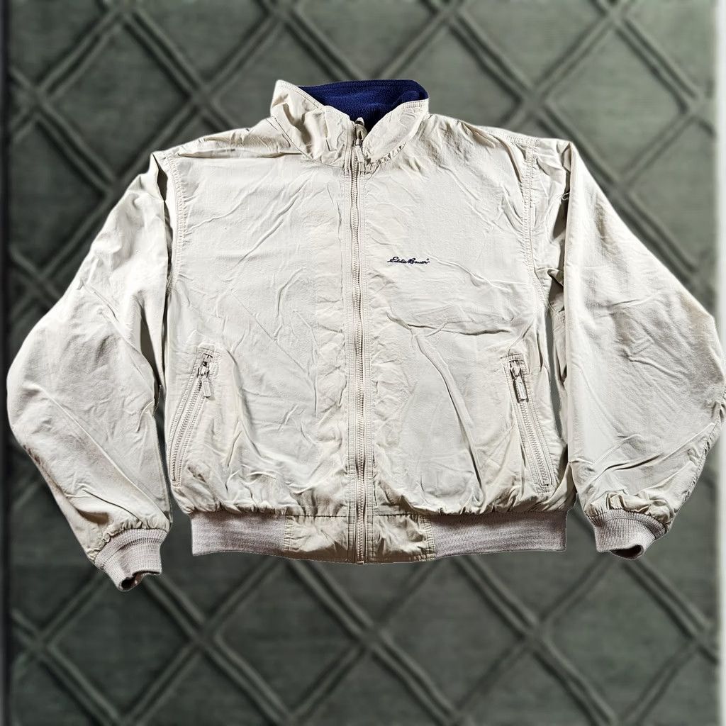 Eddie Bauer VINTAGE Eddie Bauer Jacket Mens XL Beige Nylon Fleece Lined Bomber Made USA Size US XL / EU 56 / 4 - 1 Thumbnail