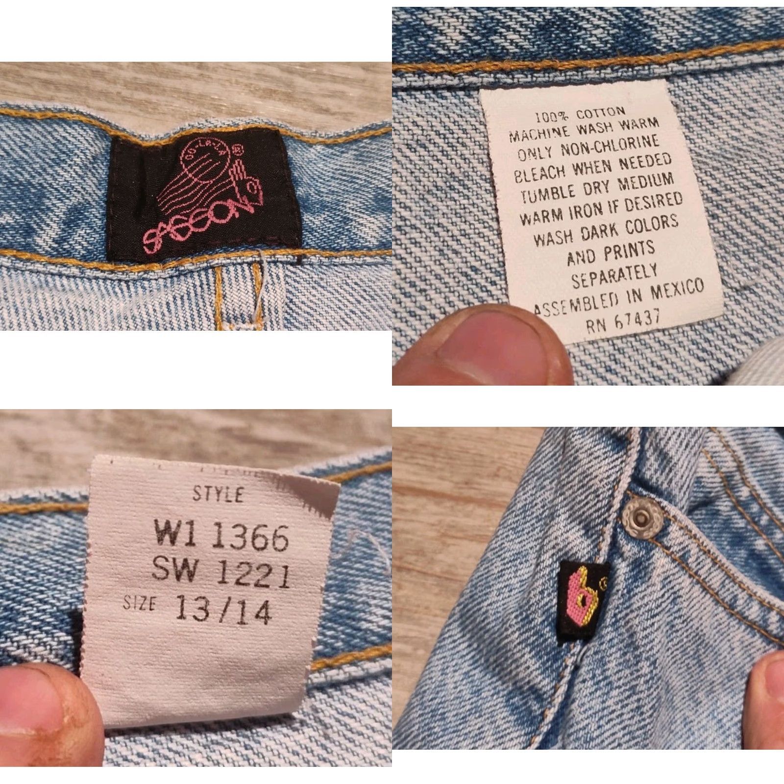 Vintage VINTAGE Sassoon Jeans Women High Rise Mom 13/14 Blue Bow Ties 80s 90s Denim, 5-Pocket, Light Wash, Regular Fit, Mexico, Womens Size 34" / US 12 / IT 48 - 8 Thumbnail