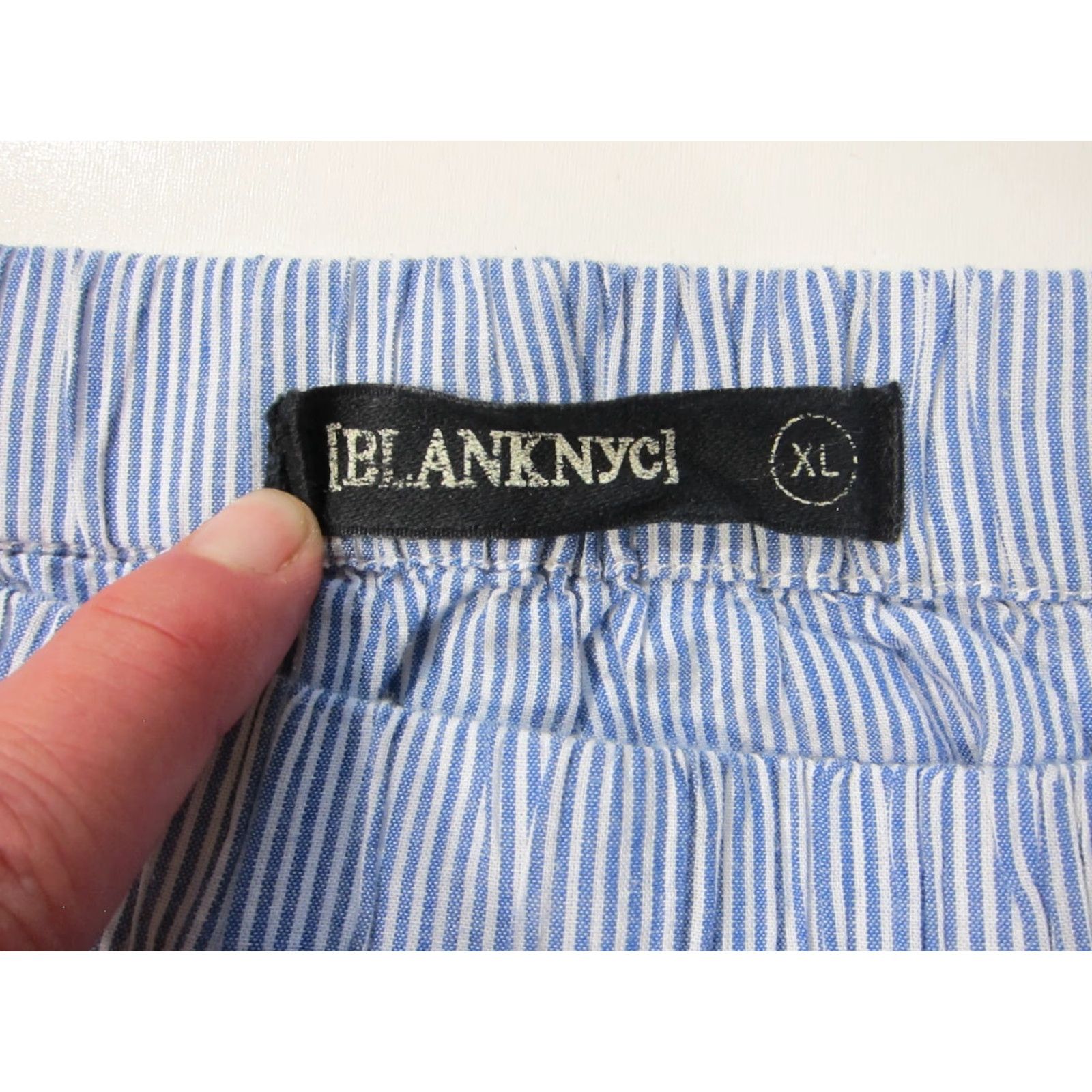 Vintage Blank NYC Blouse XL Cotton Blue White Stripe Embroidered Floral Off Shoulder Women Size XL / US 12-14 / IT 48-50 - 3 Thumbnail