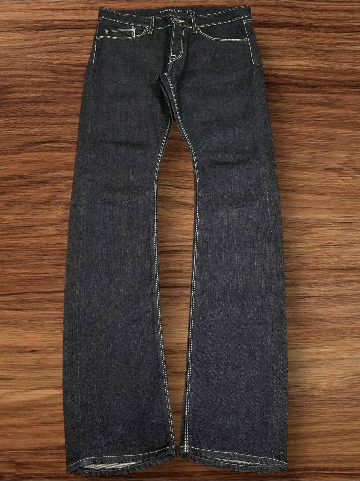 GOSTAR DE FUGA × If Six Was Nine × Le Grande Bleu (L.G.B.) Japanese Gostar De Fuga Dark Washed Selvedge Button Fly Jean Size US 32 / EU 48 - 1 Thumbnail