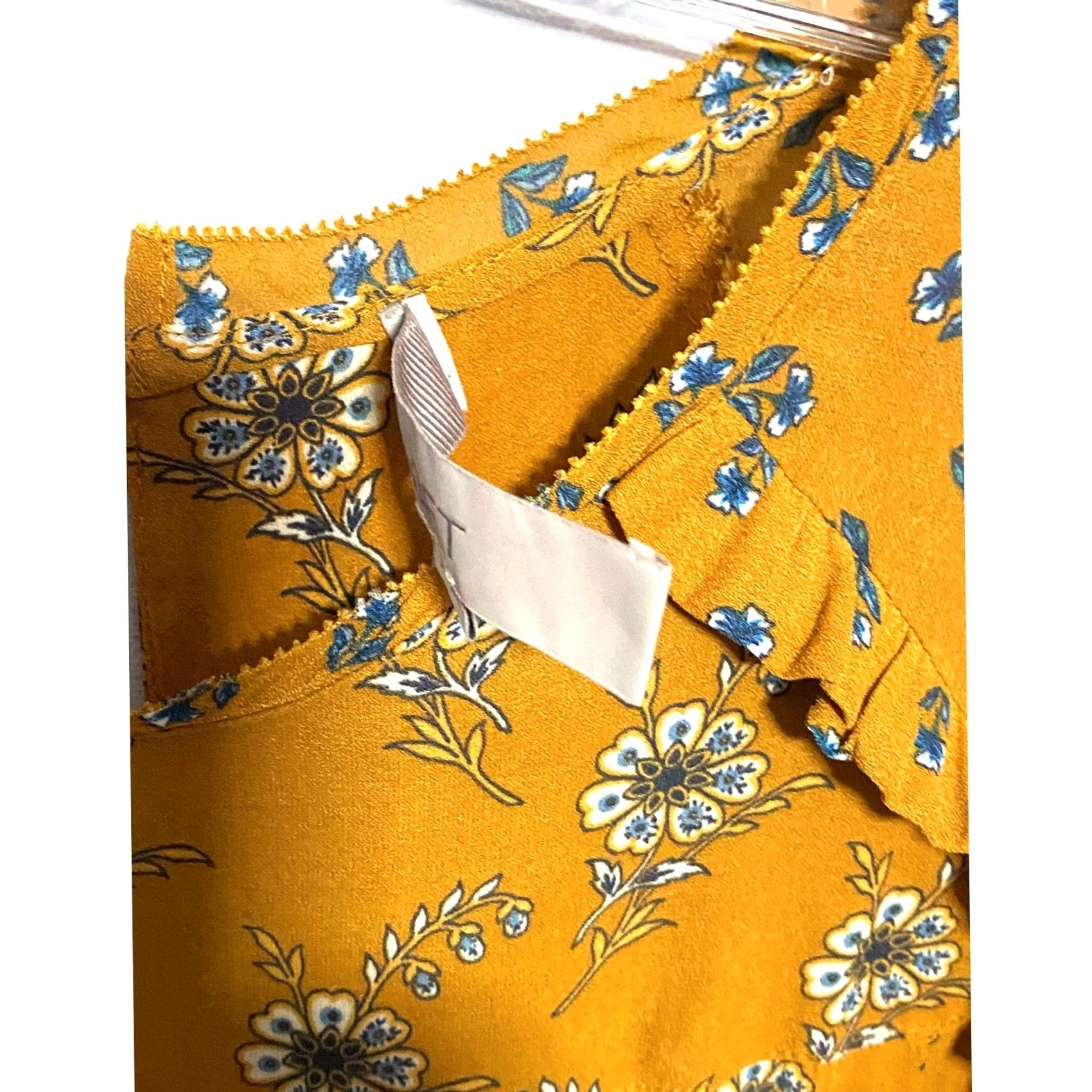 Loft VINTAGE LOFT Blouse Shirt Orange Floral Boho Chic Peasant Cottage Ruffles Flow y Short Sleeve Crew Neck Women S Spring Fall Summer Winter 0 Size S / US 4 / IT 40 - 6 Thumbnail