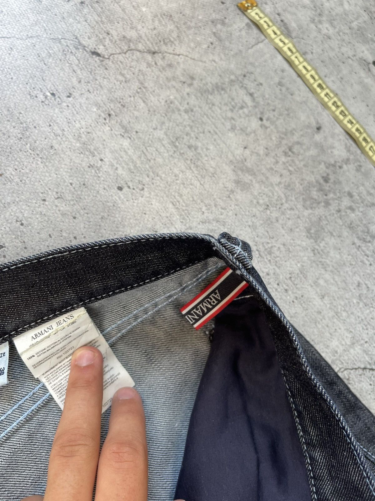 Vintage Armani Big Logo jeans blue wash distressed denim Y2K - Main Image