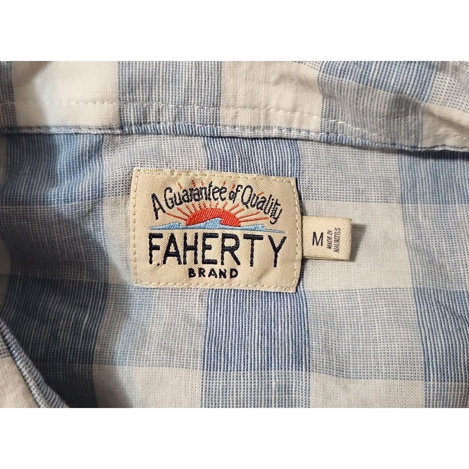 Faherty Faherty Blue White Plaid Button Up Shirt Men's Medium Linen Short Sleeve Size US M / EU 48-50 / 2 - 3 Thumbnail