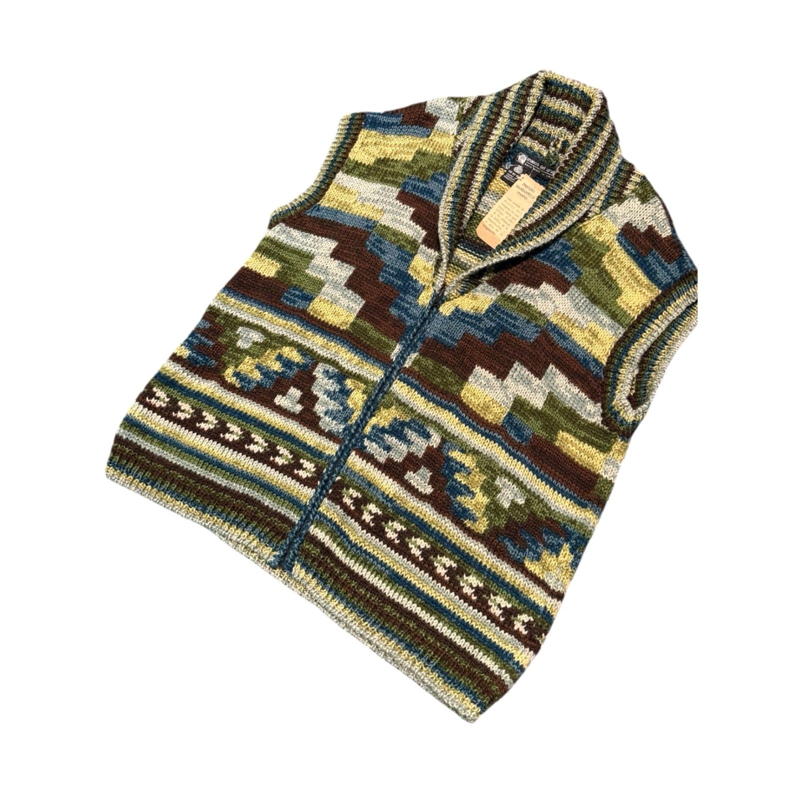 Vintage VINTAGE Manos Del Uruguay Cardigan Best Zip Wool Sweater L GEOMETRIC Design NWT Women Vest Brown 100% Wool Knit Open Collarless Regular Fit Size L / US 10 / IT 46 - 4 Thumbnail