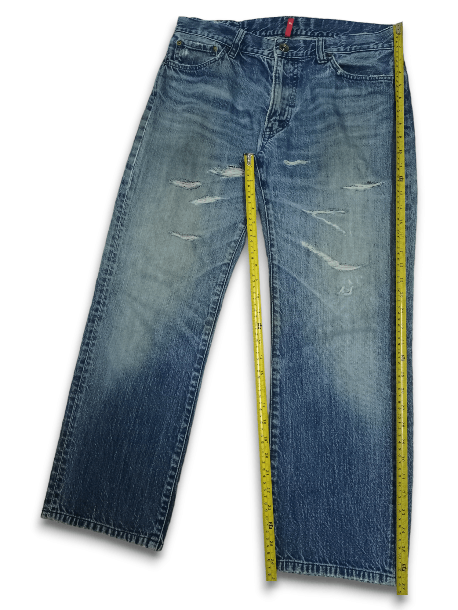 Japanese Brand × Uniqlo S002 Vintage Uniqlo UJ Washed Blue Distressed Baggy Jeans Size US 34 / EU 50 - 11 Thumbnail